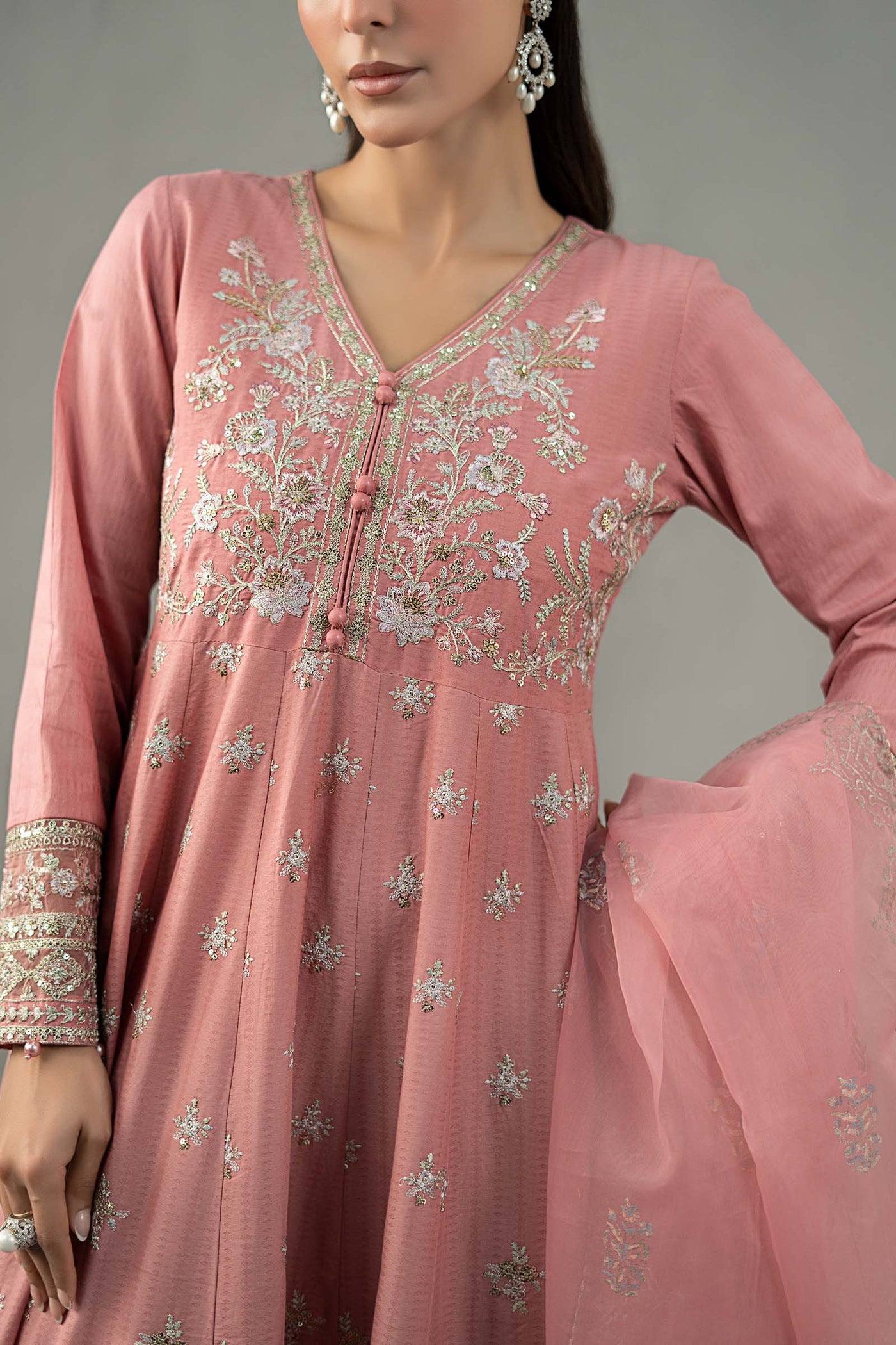 3 Piece Embroidered Dobby Lawn Suit | DW-EF25-76