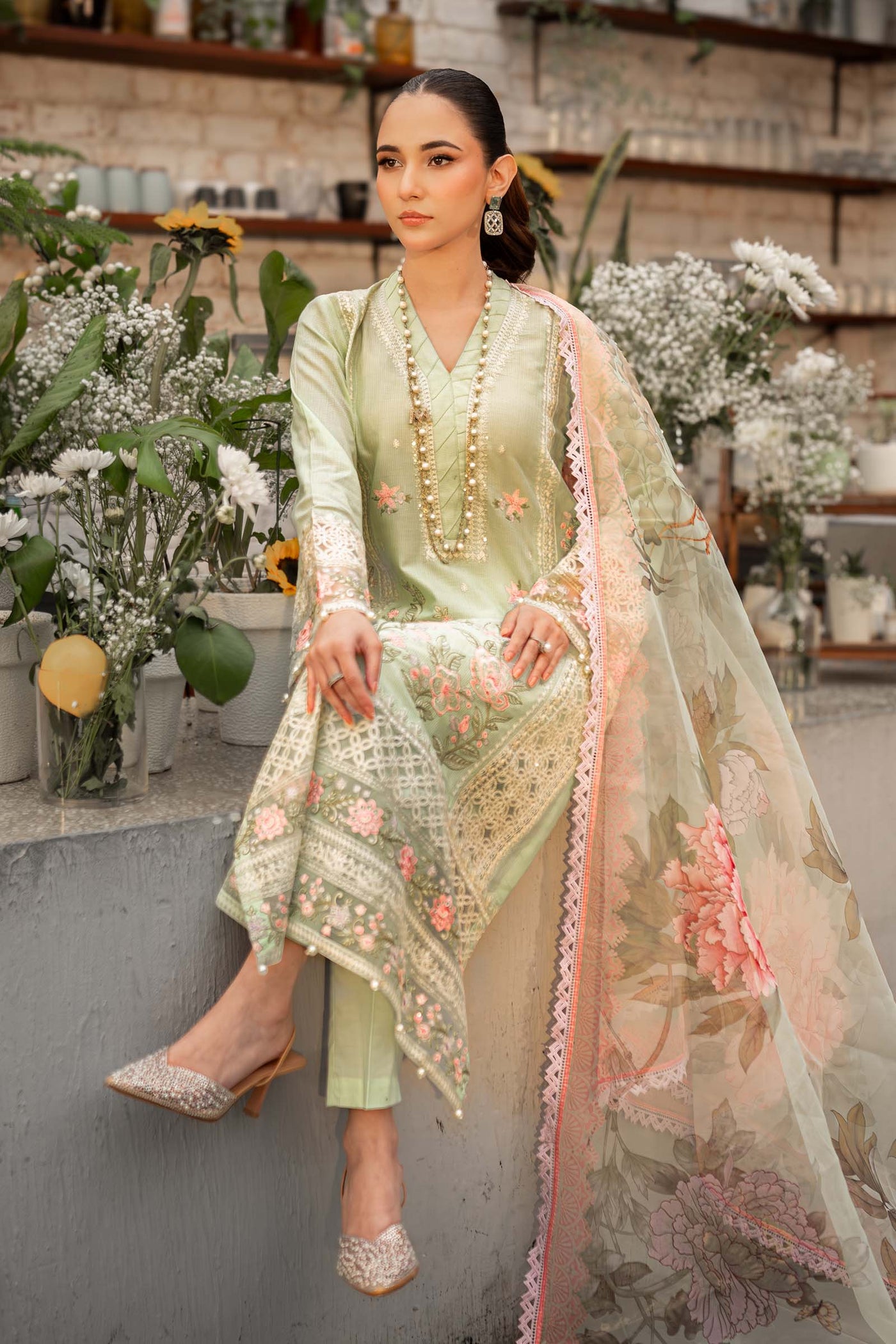 3 Piece Embroidered Dobby Lawn Suit | DW-EF25-151