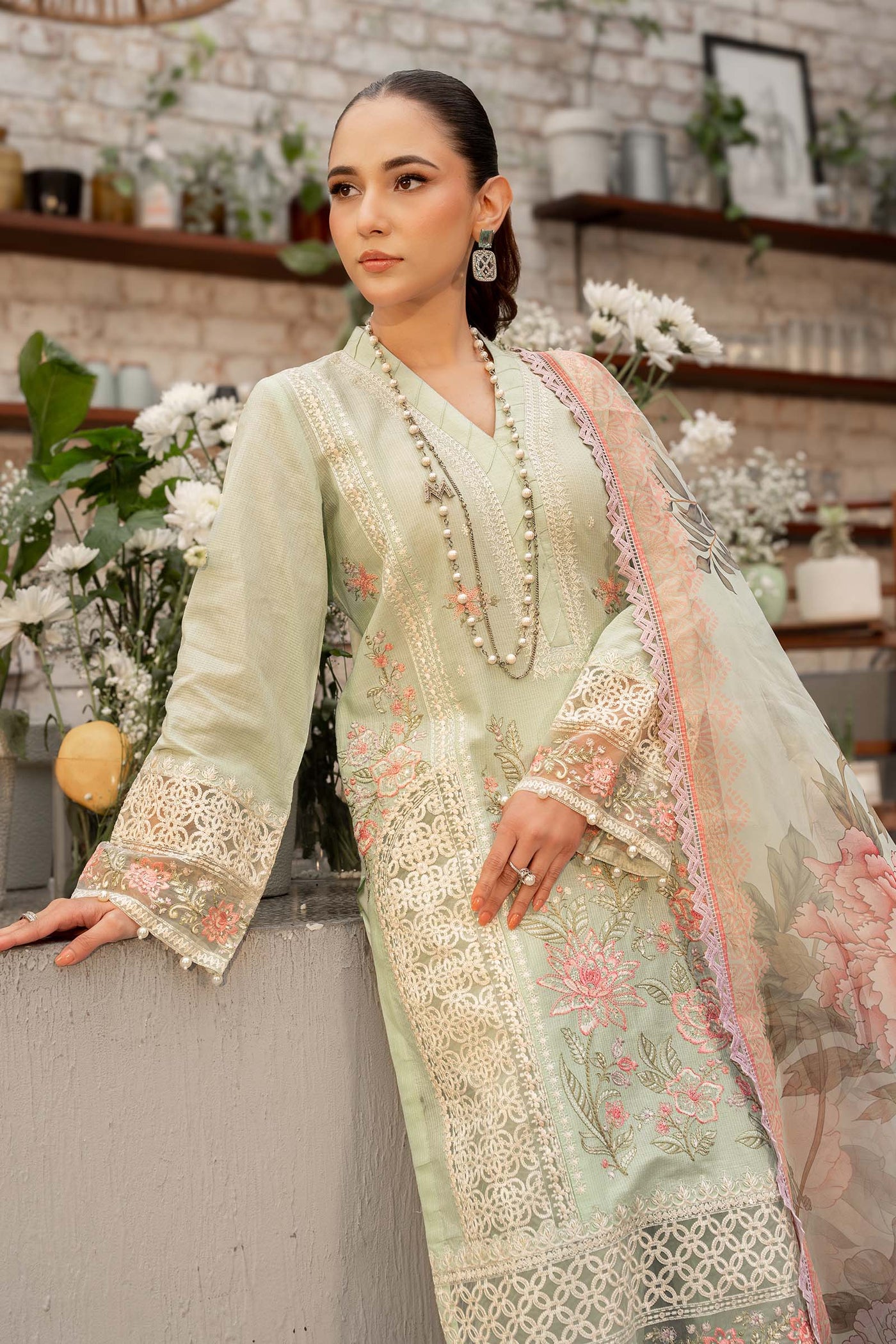 3 Piece Embroidered Dobby Lawn Suit | DW-EF25-151