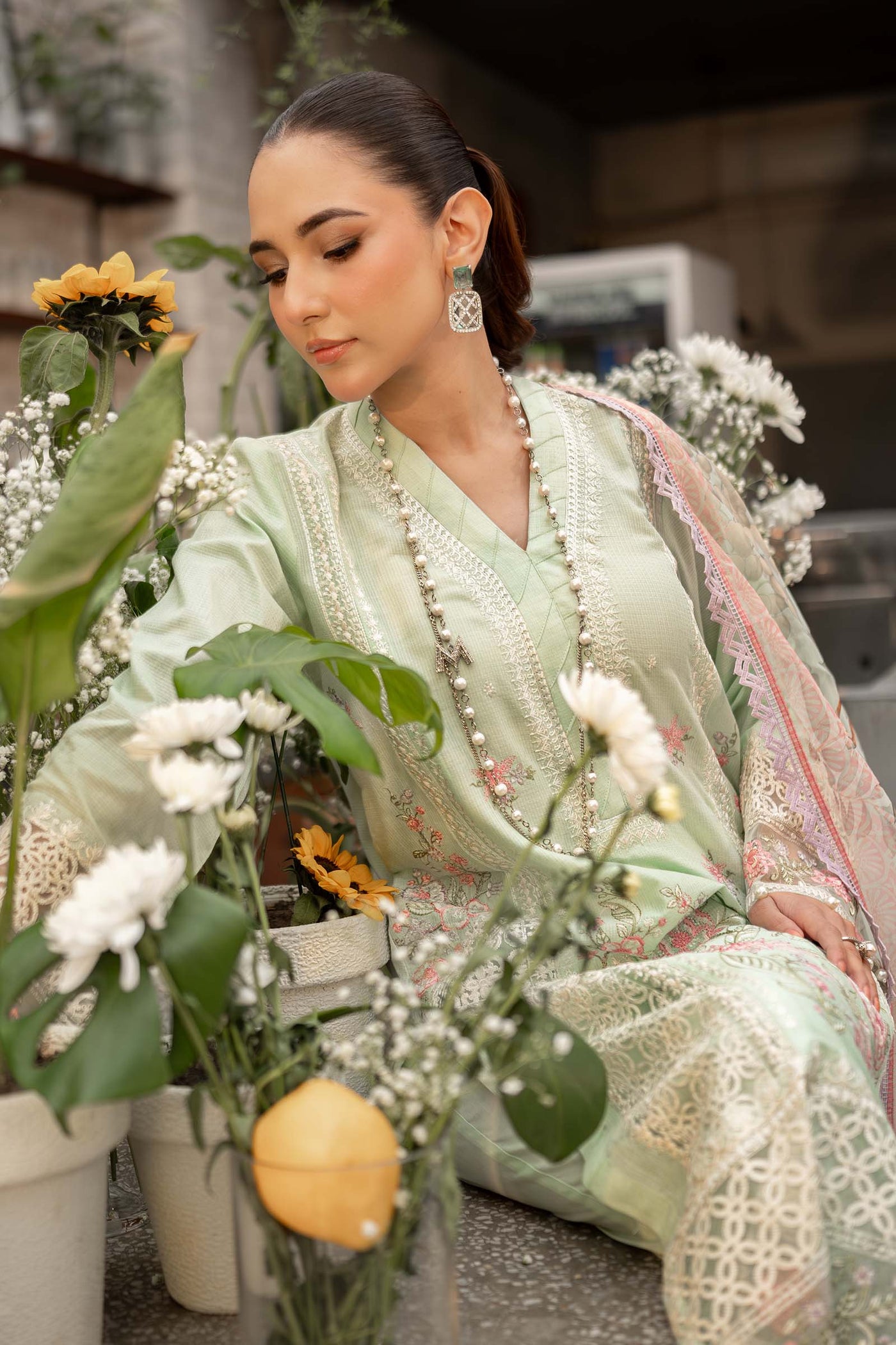 3 Piece Embroidered Dobby Lawn Suit | DW-EF25-151