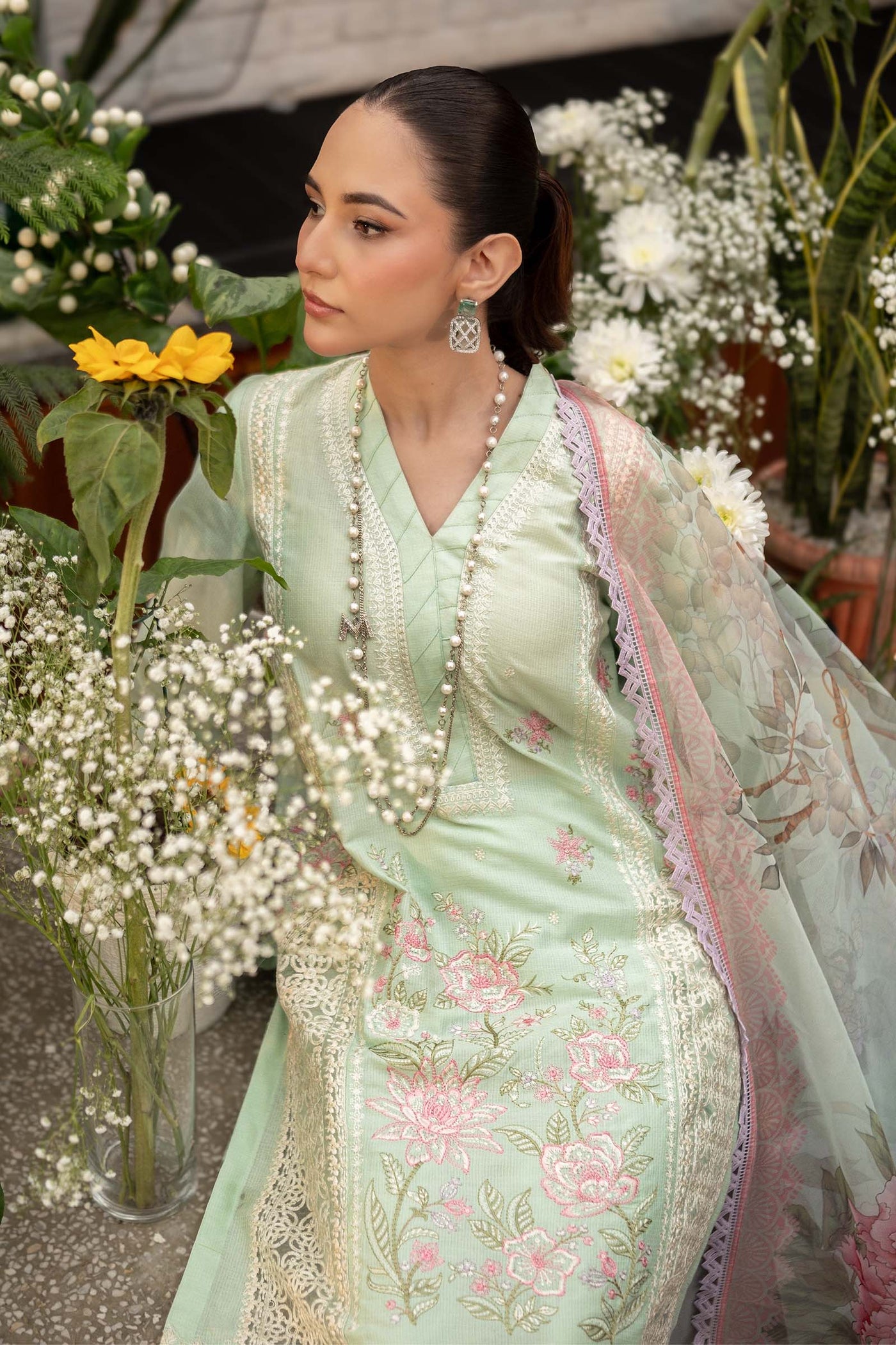 3 Piece Embroidered Dobby Lawn Suit | DW-EF25-151