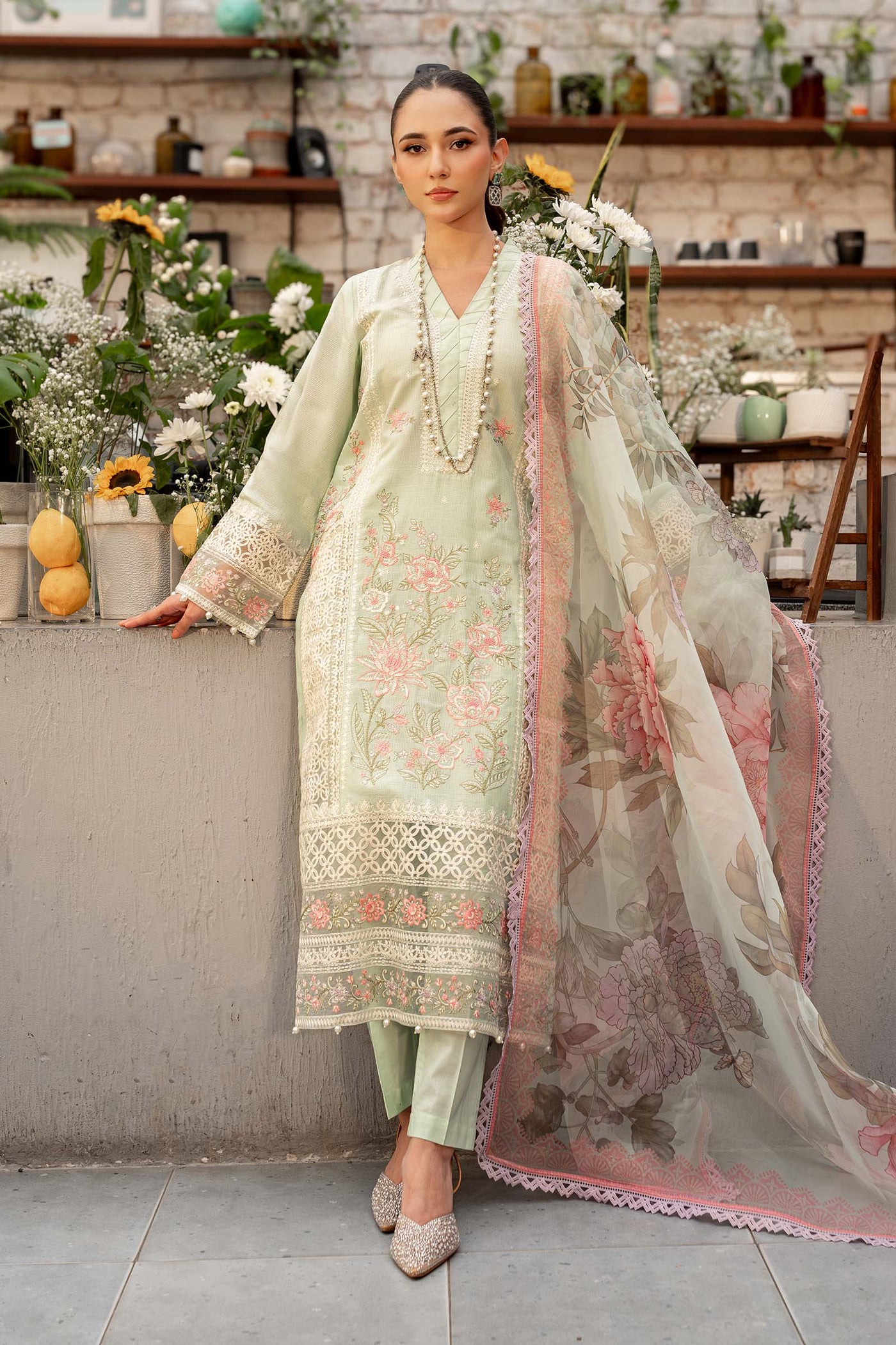 3 Piece Embroidered Dobby Lawn Suit | DW-EF25-151