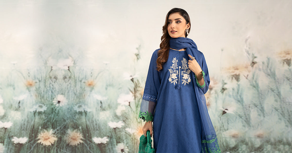 3 Piece Embroidered Self Jacquard Lawn Suit | DW-EF25-15