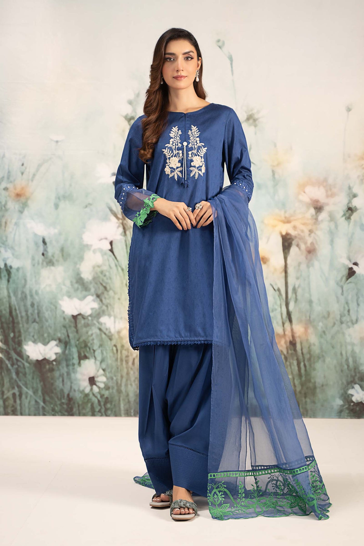 3 Piece Embroidered Self Jacquard Lawn Suit | DW-EF25-15