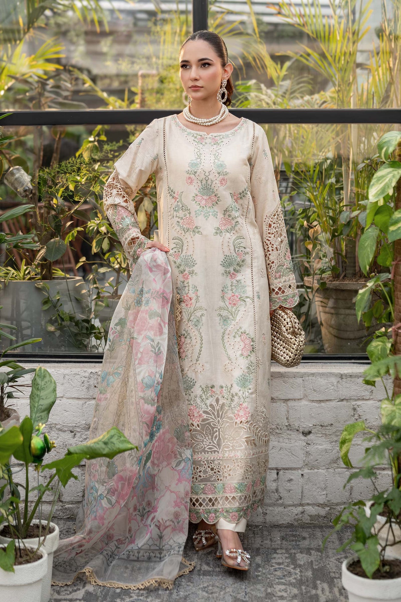 3 Piece Embroidered Self Jacquard Lawn Suit | DW-EF25-47