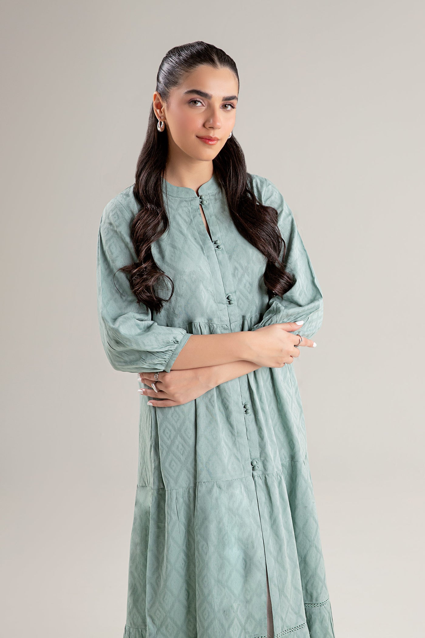 Dyed Dobby Viscose Dress | MB-CS25-38