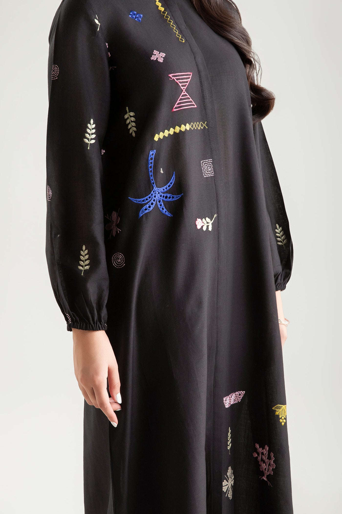 Embroidered Slub Lawn Tunic | MB-CS25-57