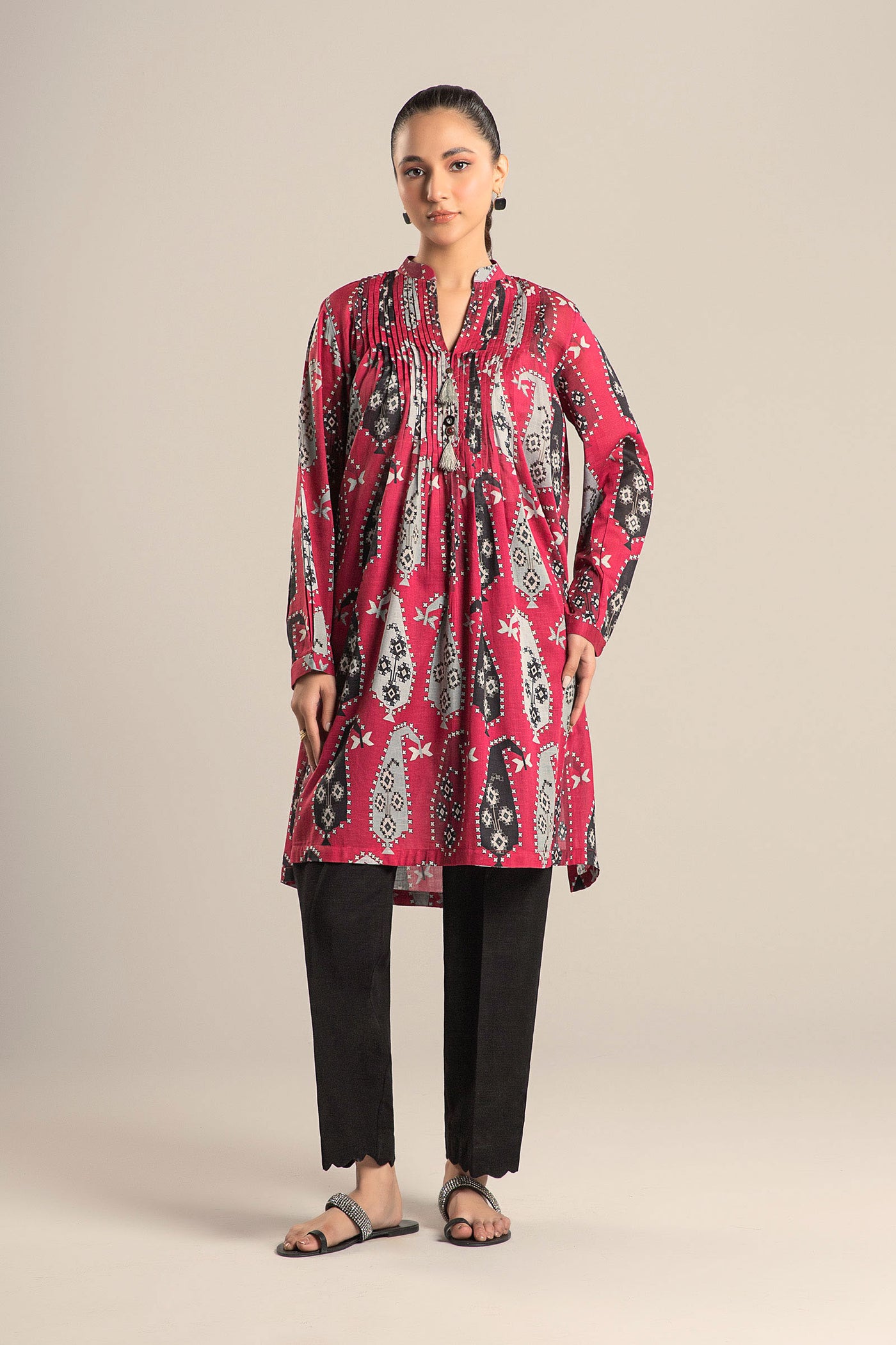 Printed Slub Lawn Shirt | MB-CS25-72