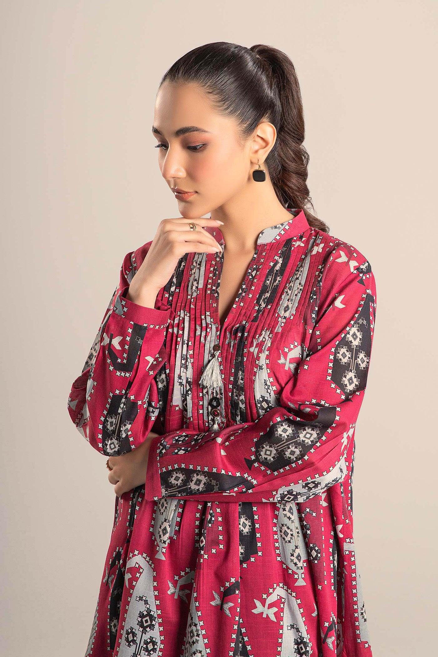 Printed Slub Lawn Shirt | MB-CS25-72