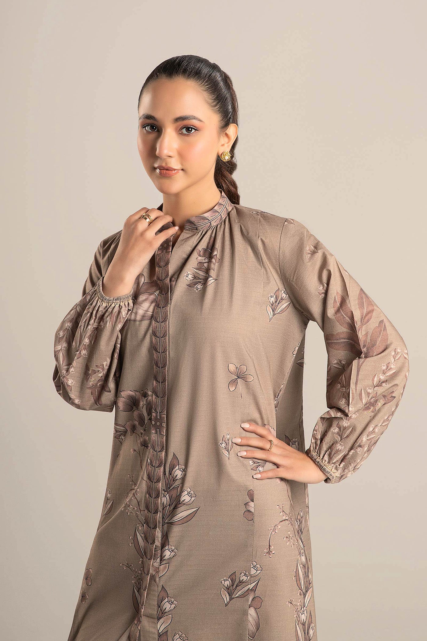 Printed Self Pinstripe Tunic | MB-CS25-76-B