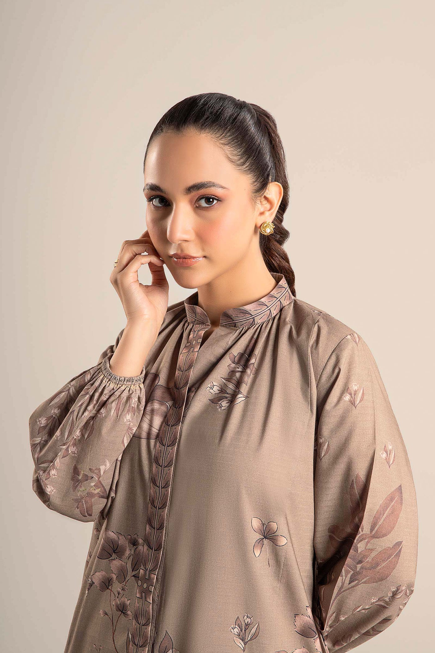 Printed Self Pinstripe Tunic | MB-CS25-76-B