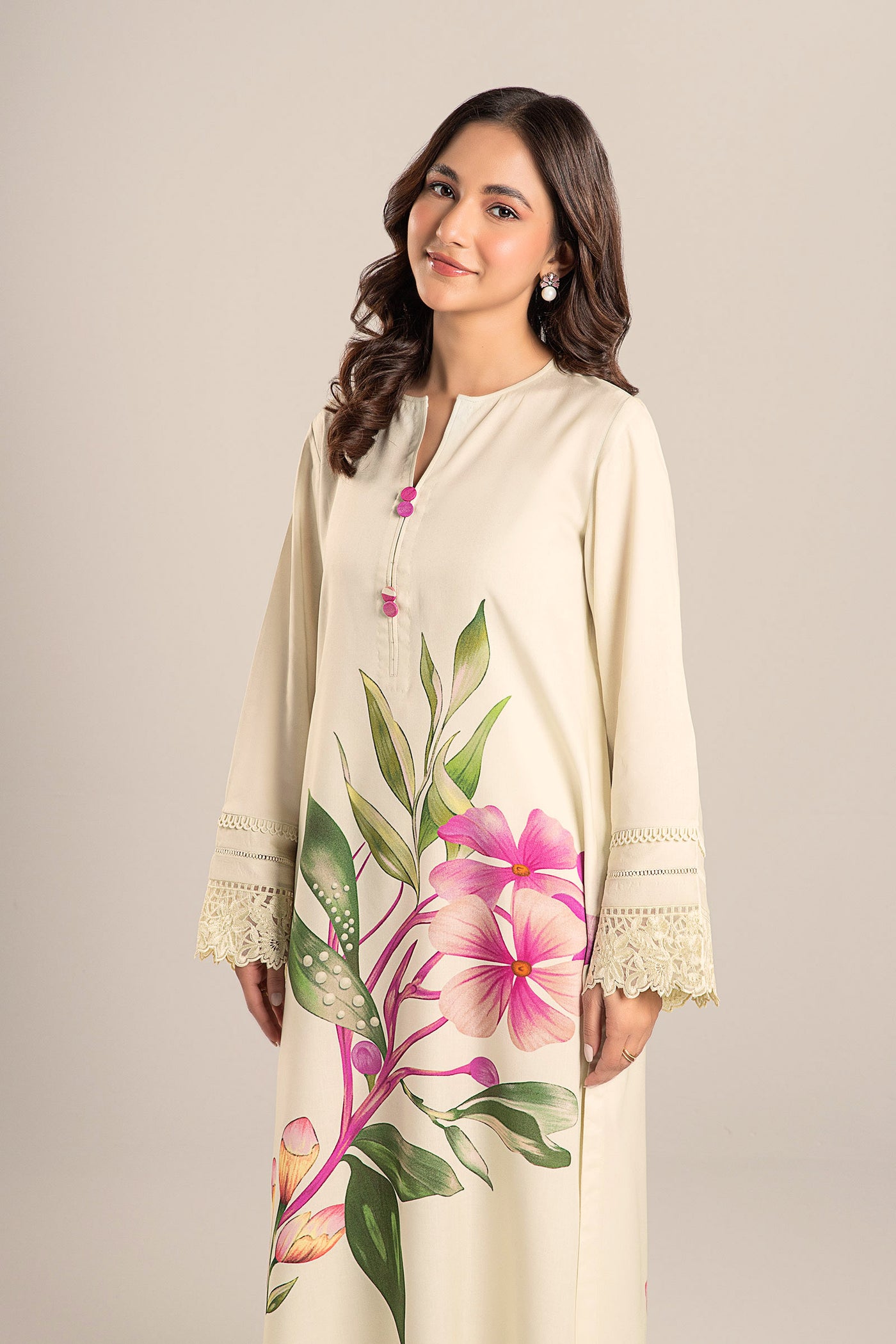 Printed Arabic Lawn Shirt | MB-CS25-82