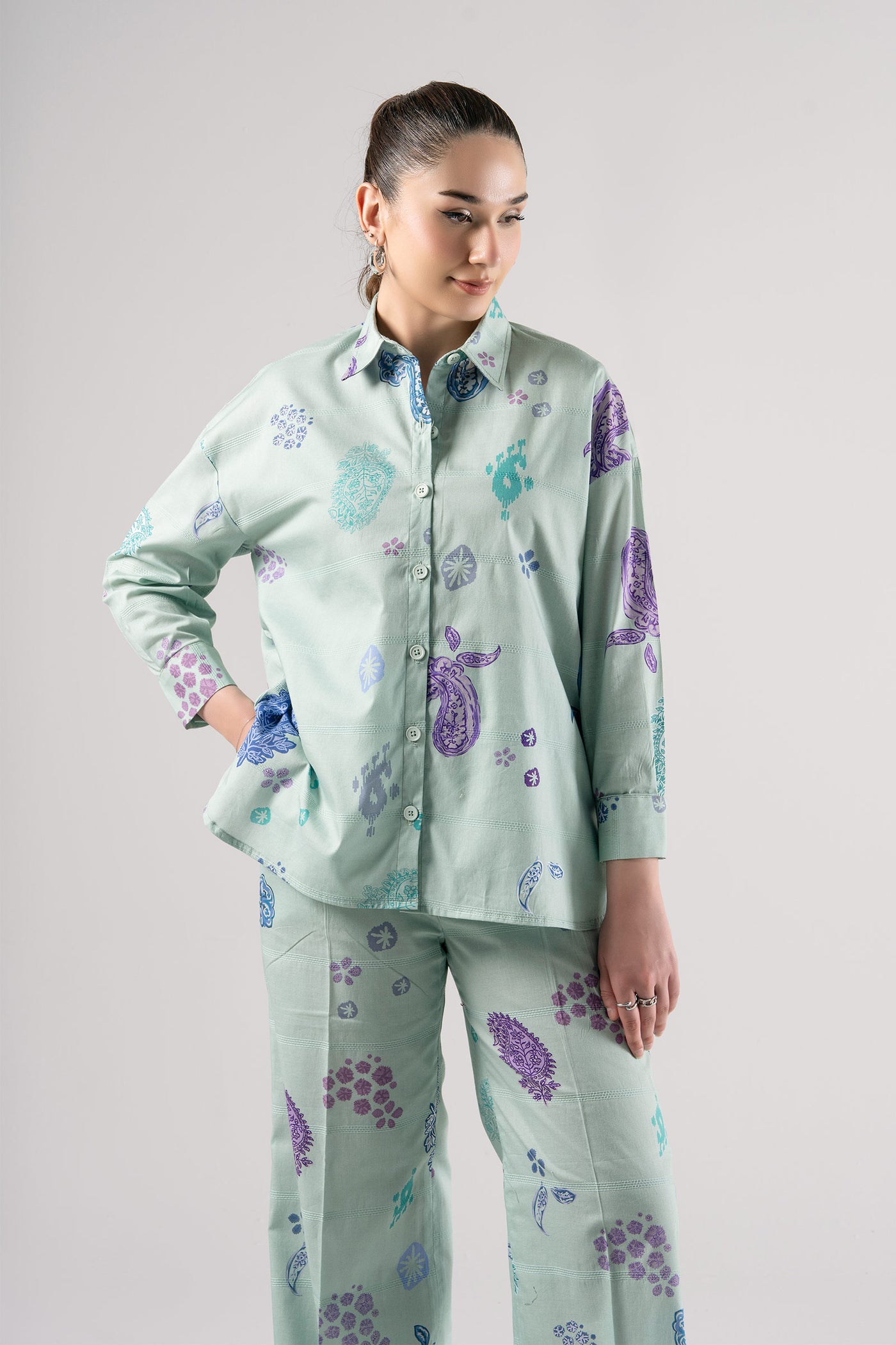 2 Pc Printed Textured Cotton Suit | MB-CS25-94