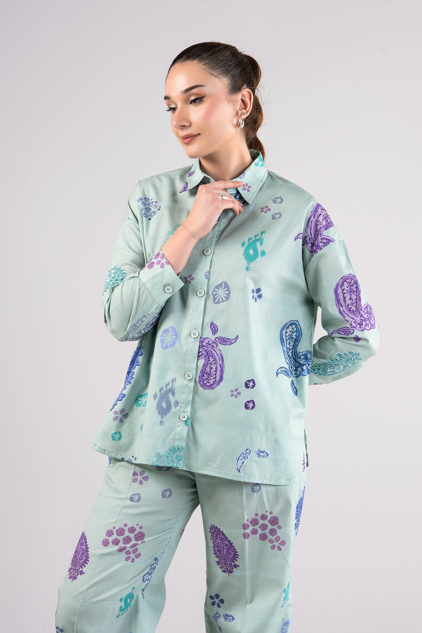 2 Pc Printed Textured Cotton Suit | MB-CS25-94