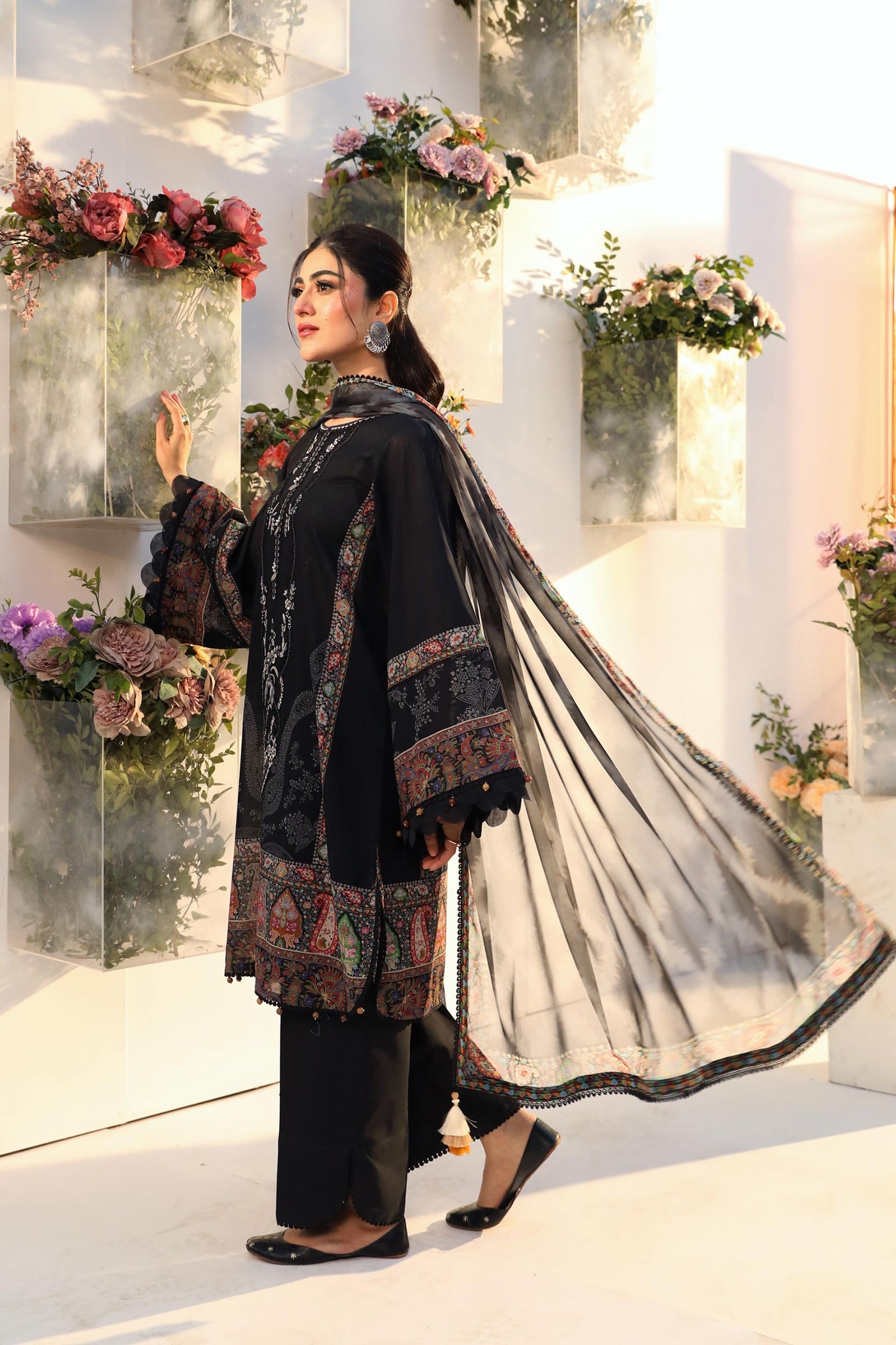 3 Pc Unstitched Embroidered Lawn Suit | MB-CUS25-703A