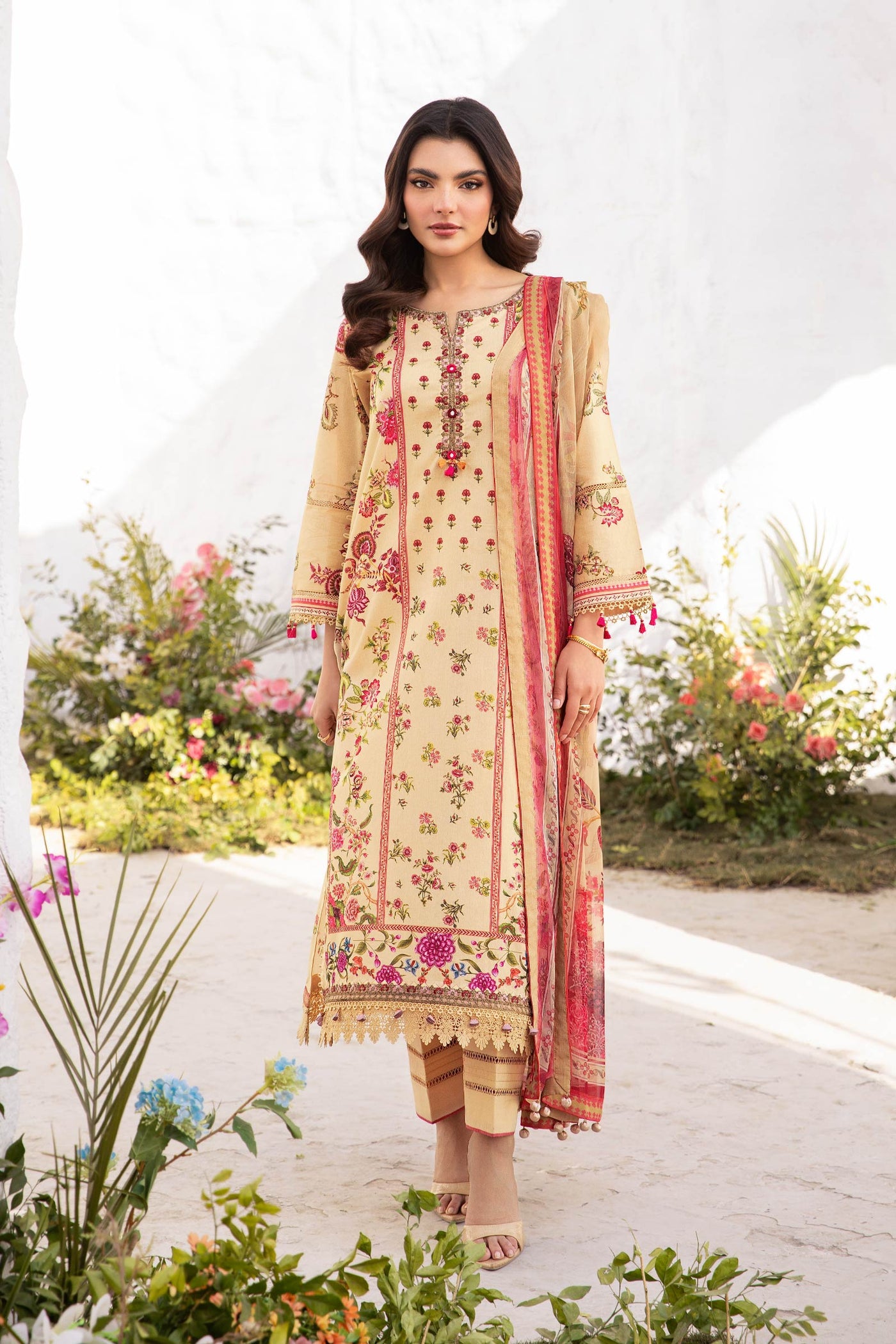 3 Pc Unstitched Embroidered Lawn Suit | MB-CUS25-705A