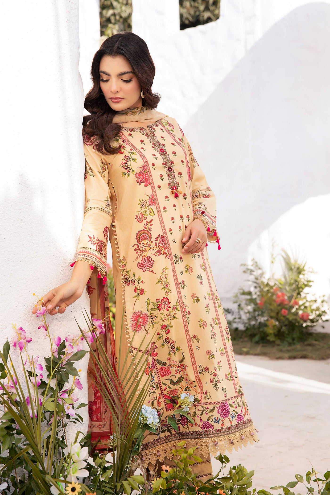 3 Pc Unstitched Embroidered Lawn Suit | MB-CUS25-705A