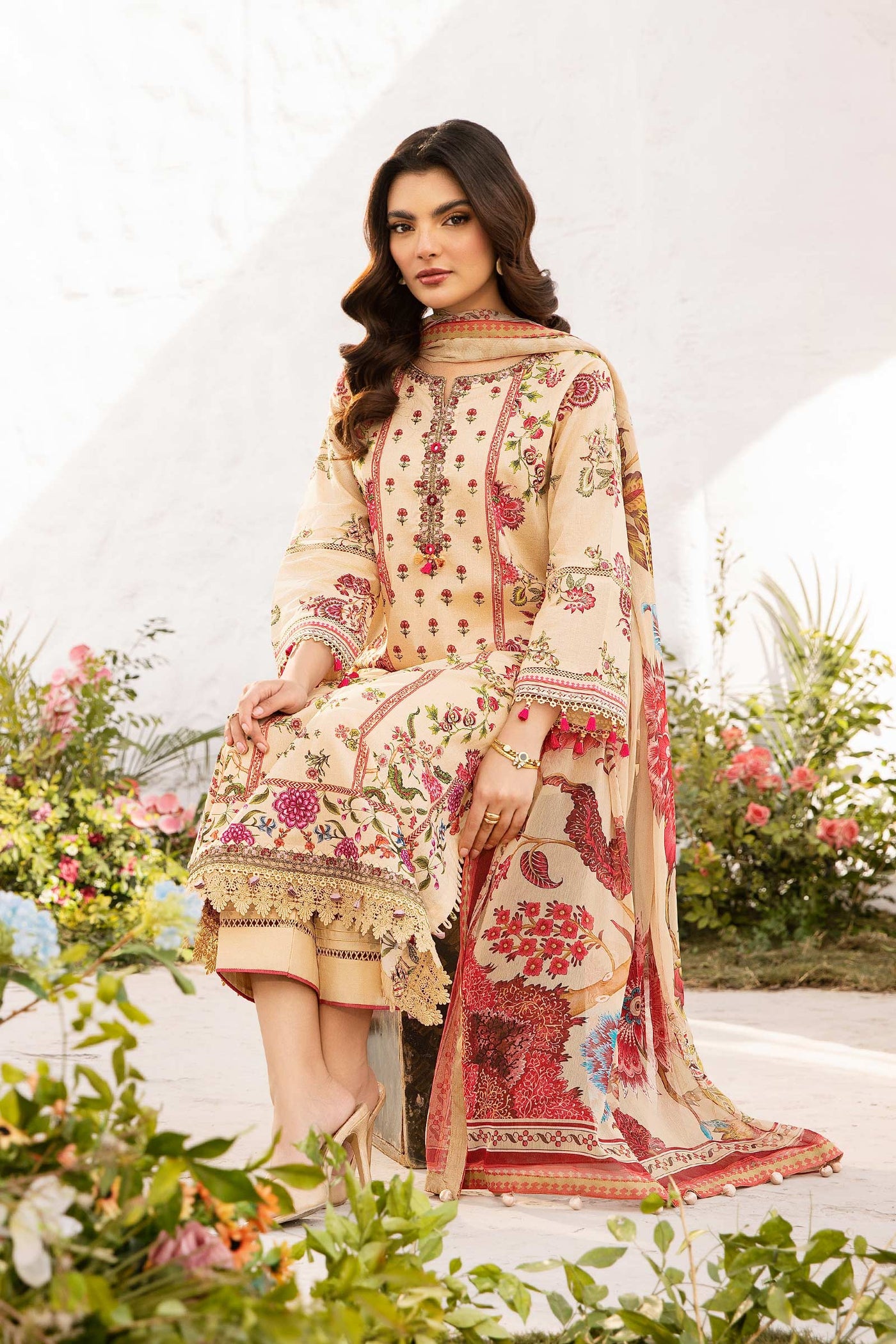 3 Pc Unstitched Embroidered Lawn Suit | MB-CUS25-705A