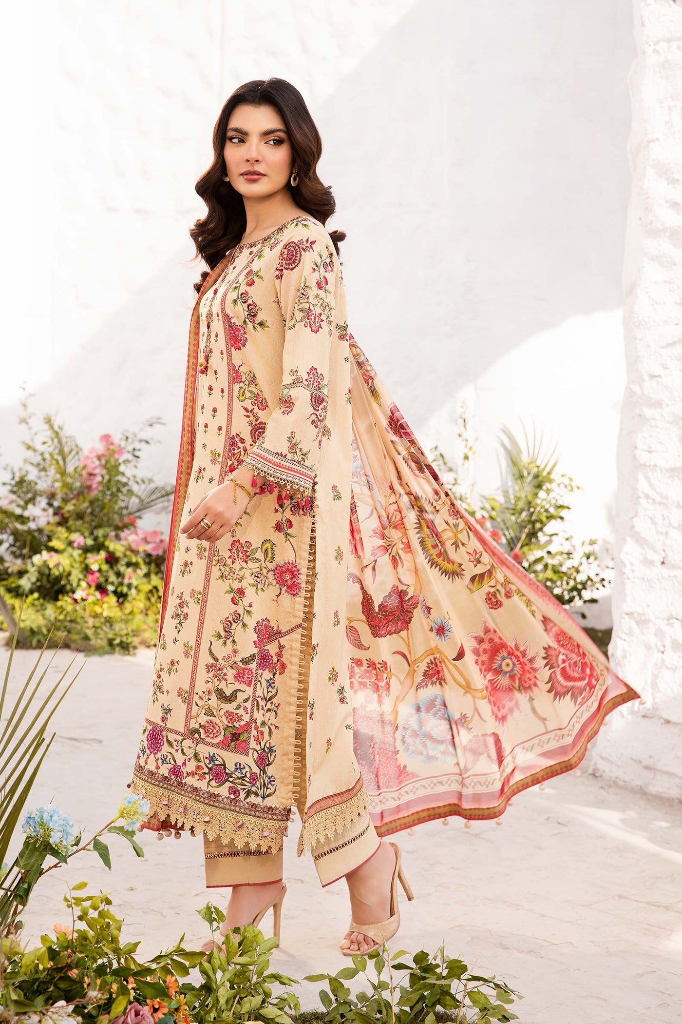 3 Pc Unstitched Embroidered Lawn Suit | MB-CUS25-705A