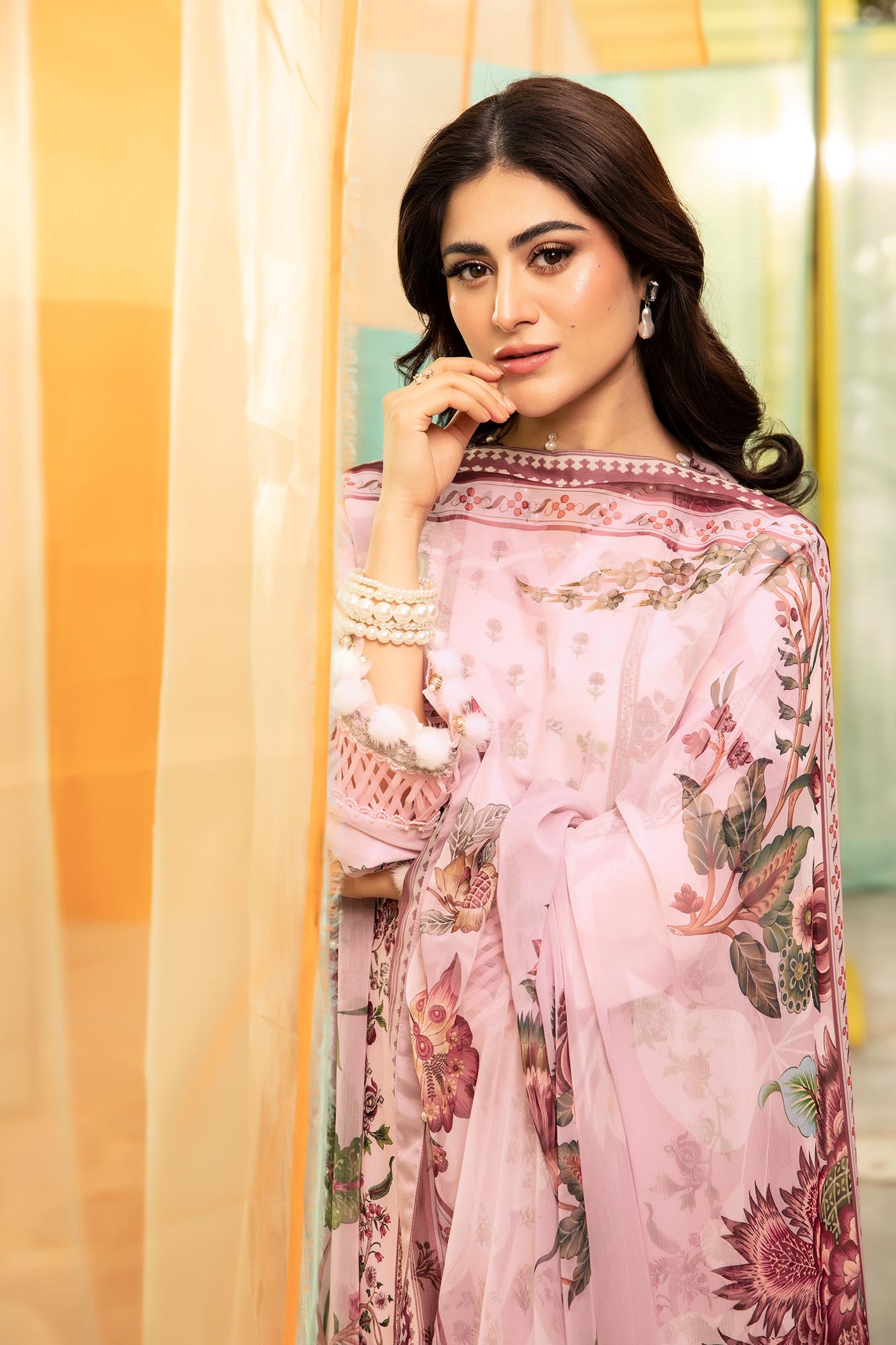 3 Pc Unstitched Embroidered Lawn Suit | MB-CUS25-705B