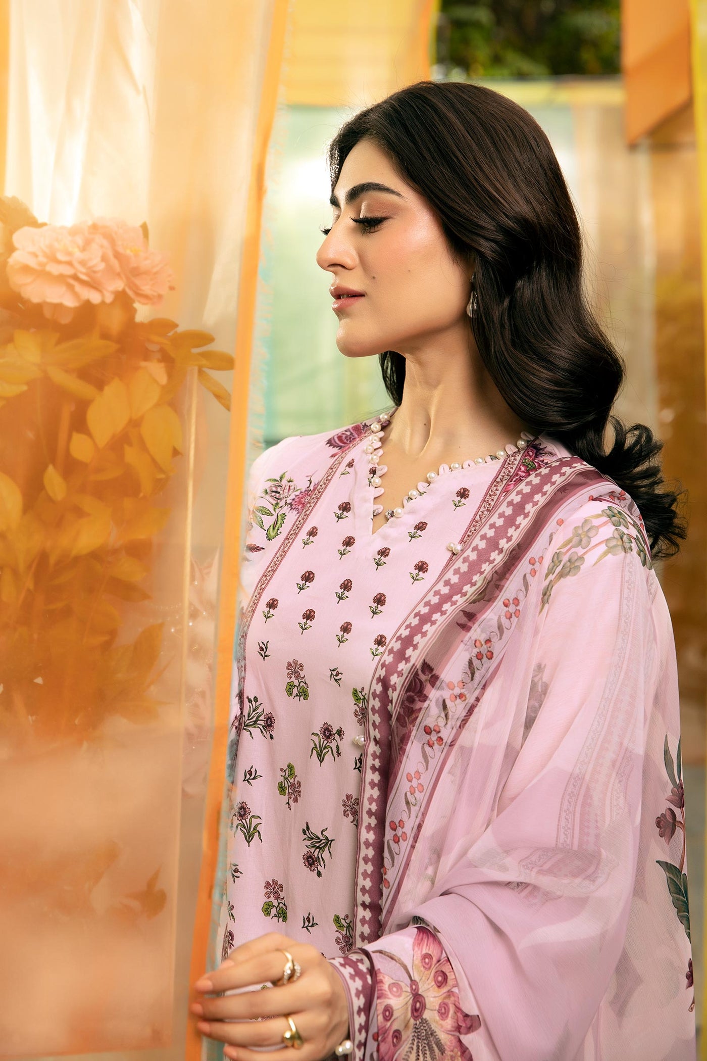 3 Pc Unstitched Embroidered Lawn Suit | MB-CUS25-705B