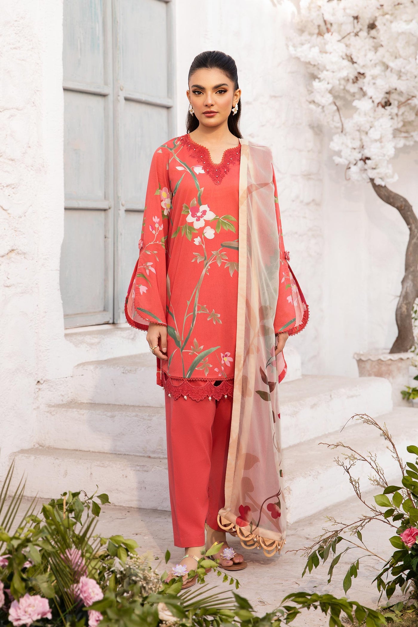 3 Pc Unstitched Embroidered Lawn Suit | MB-CUS25-707B