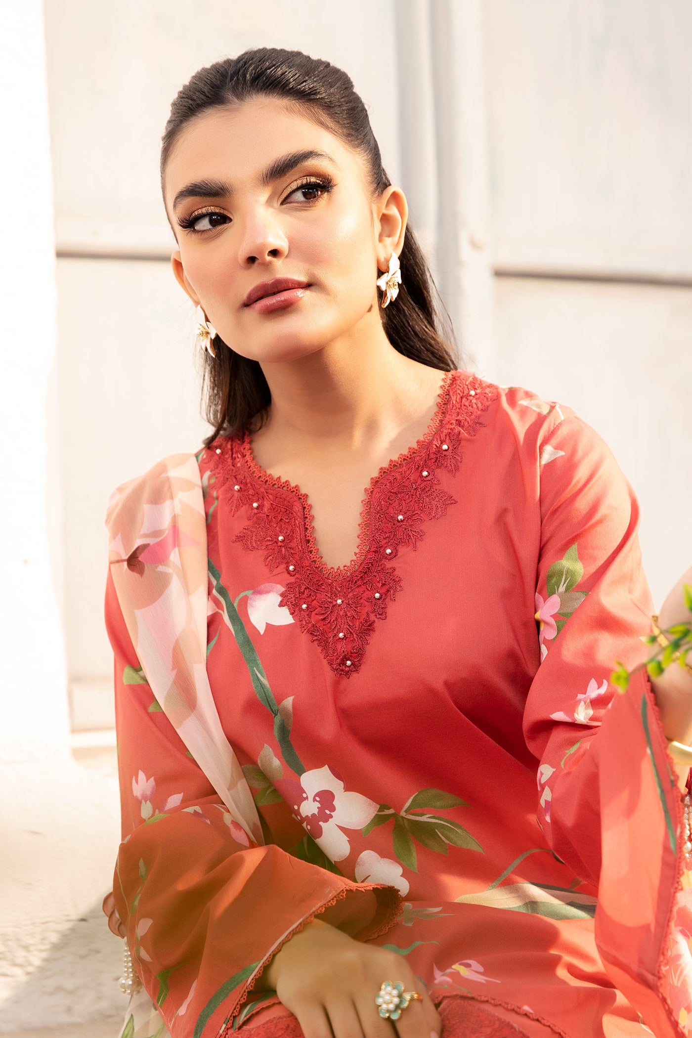 3 Pc Unstitched Embroidered Lawn Suit | MB-CUS25-707B