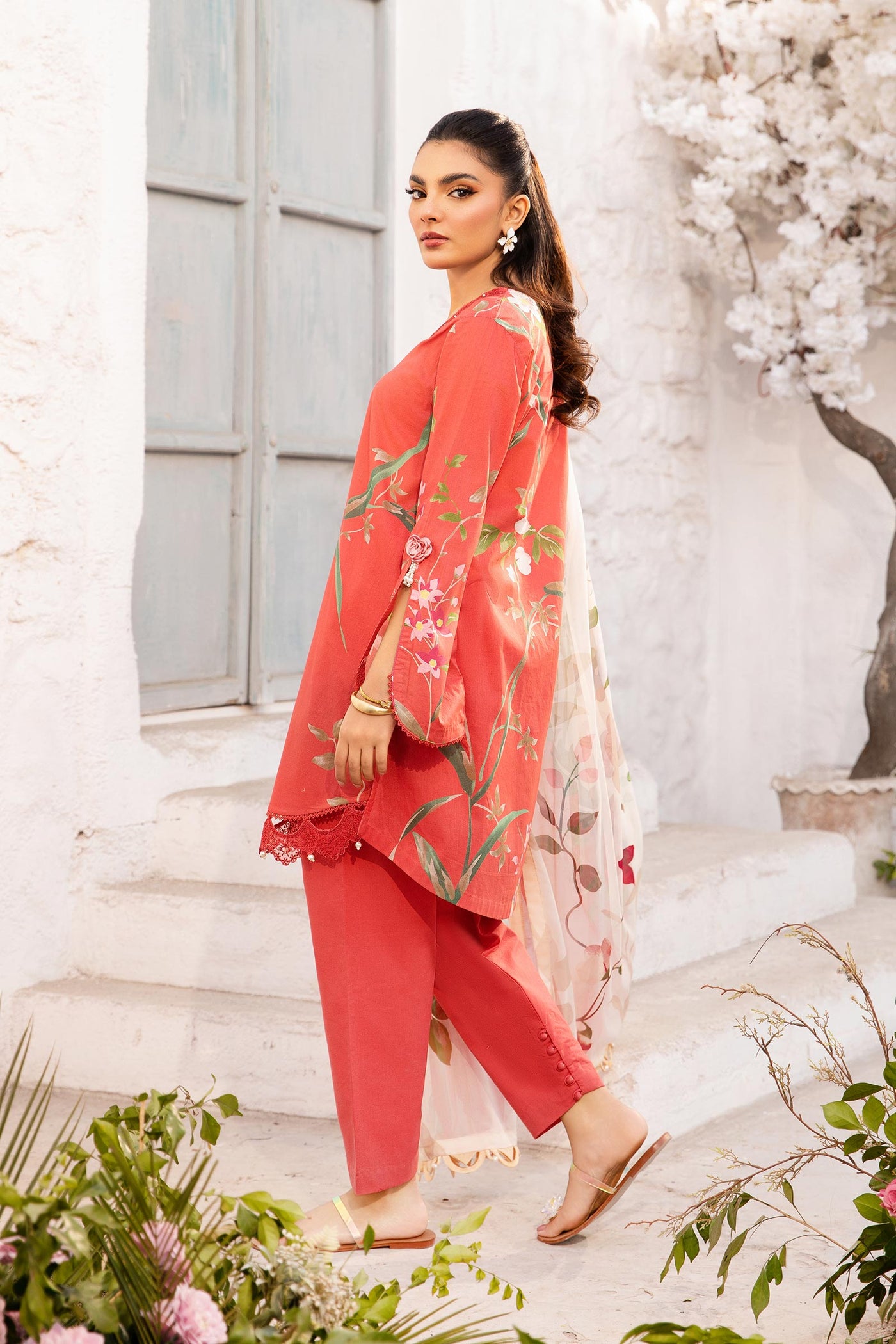 3 Pc Unstitched Embroidered Lawn Suit | MB-CUS25-707B