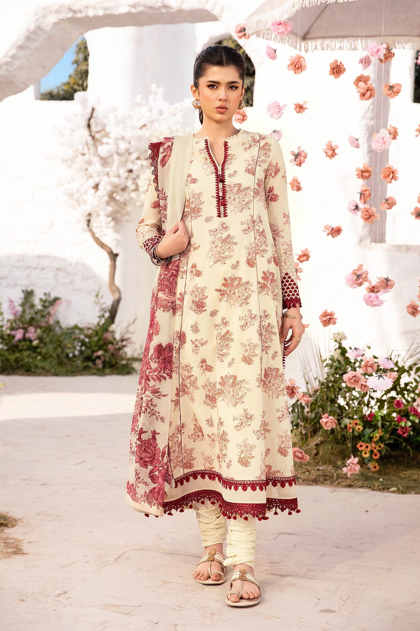 3 Pc Unstitched Embroidered Lawn Suit | MB-CUS25-708A