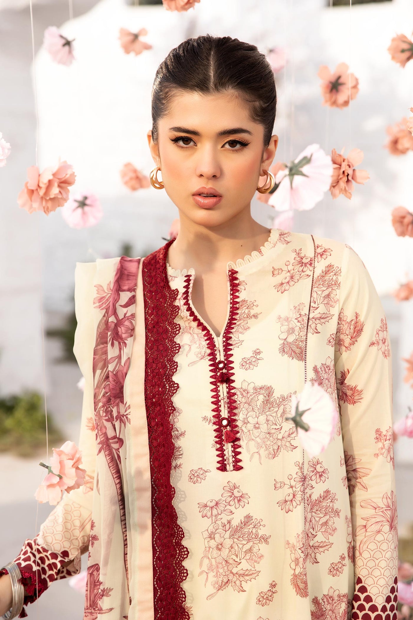 3 Pc Unstitched Embroidered Lawn Suit | MB-CUS25-708A