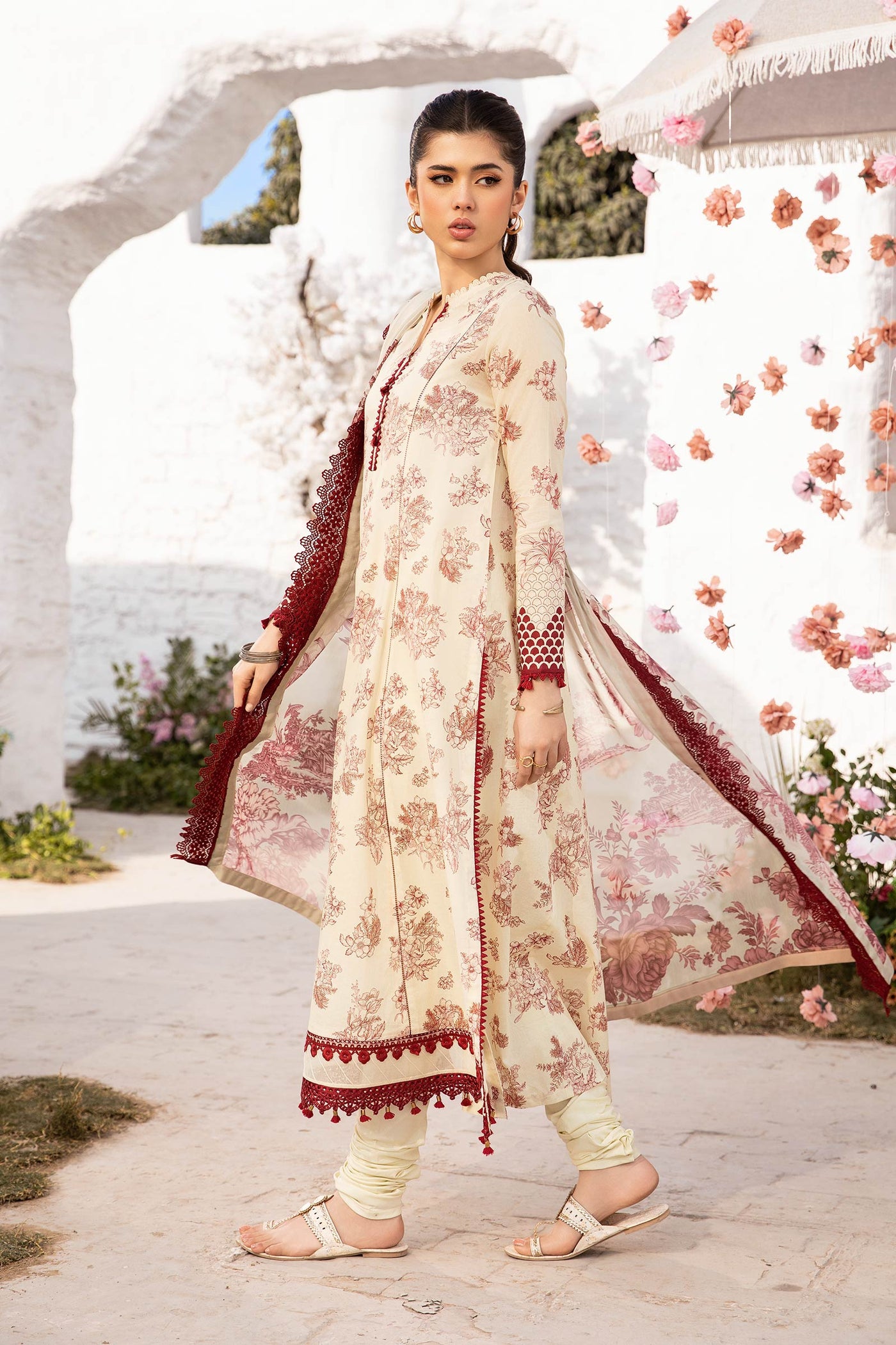 3 Pc Unstitched Embroidered Lawn Suit | MB-CUS25-708A