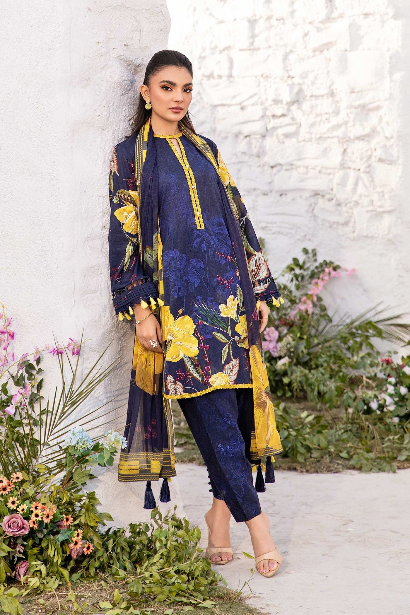 3 Pc Unstitched Embroidered Lawn Suit | MB-CUS25-710B