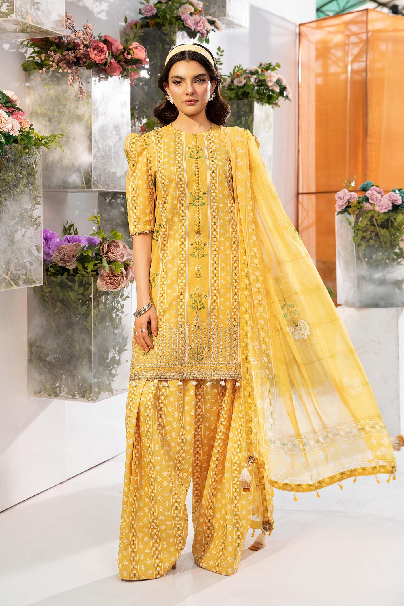 3 Pc Unstitched Embroidered Lawn Suit | MB-CUS25-711A