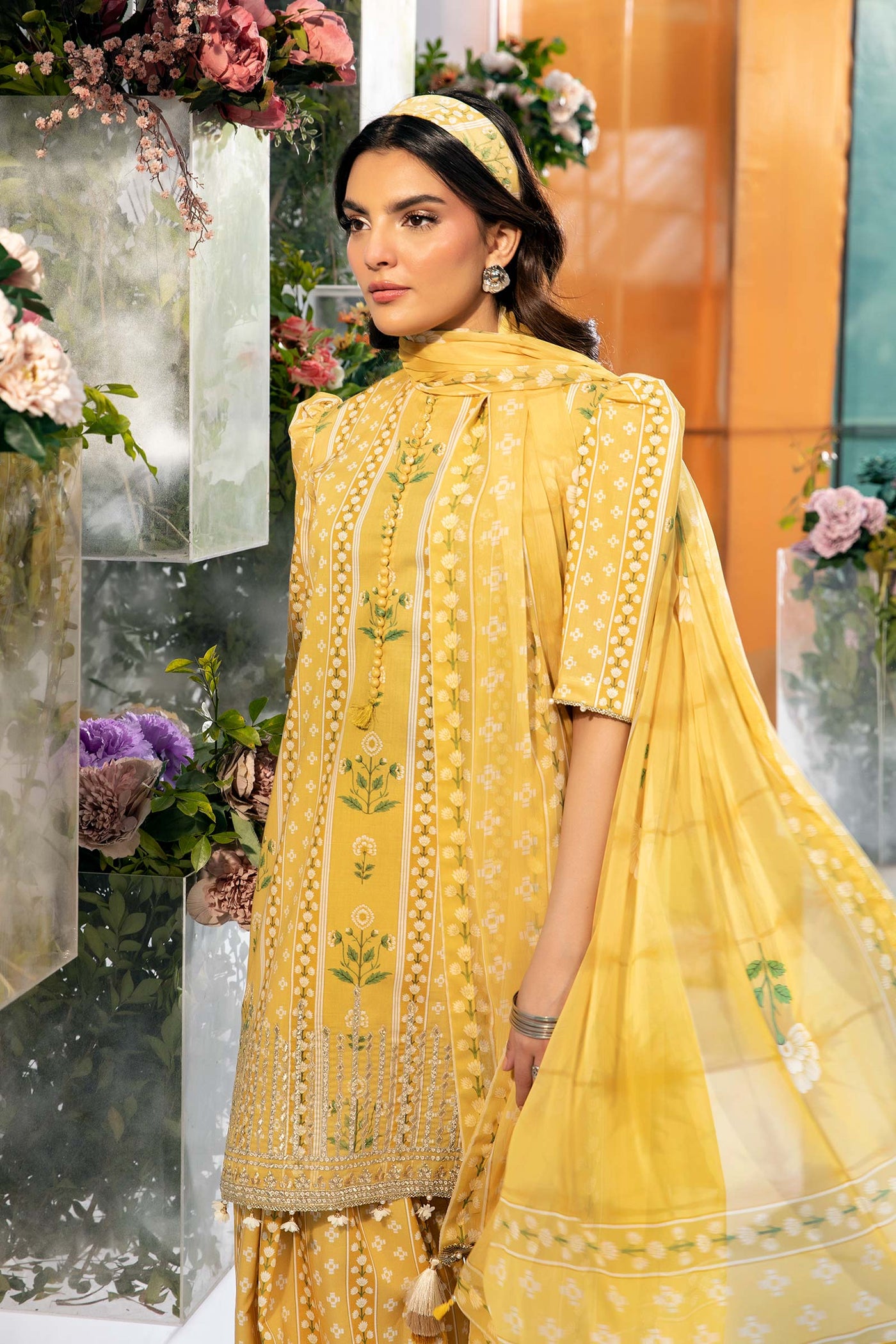 3 Pc Unstitched Embroidered Lawn Suit | MB-CUS25-711A