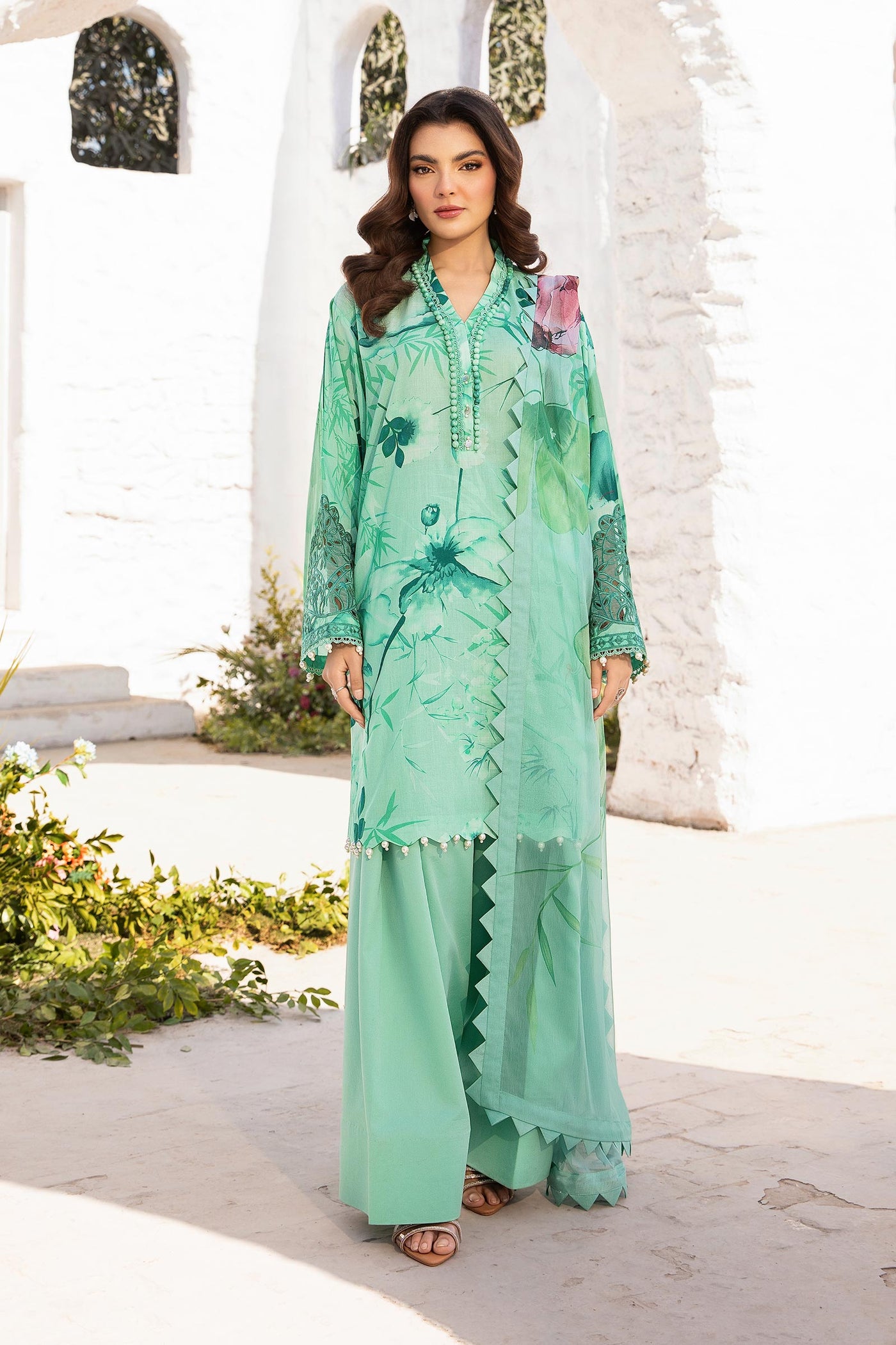 3 Pc Unstitched Embroidered Lawn Suit | MB-CUS25-713A