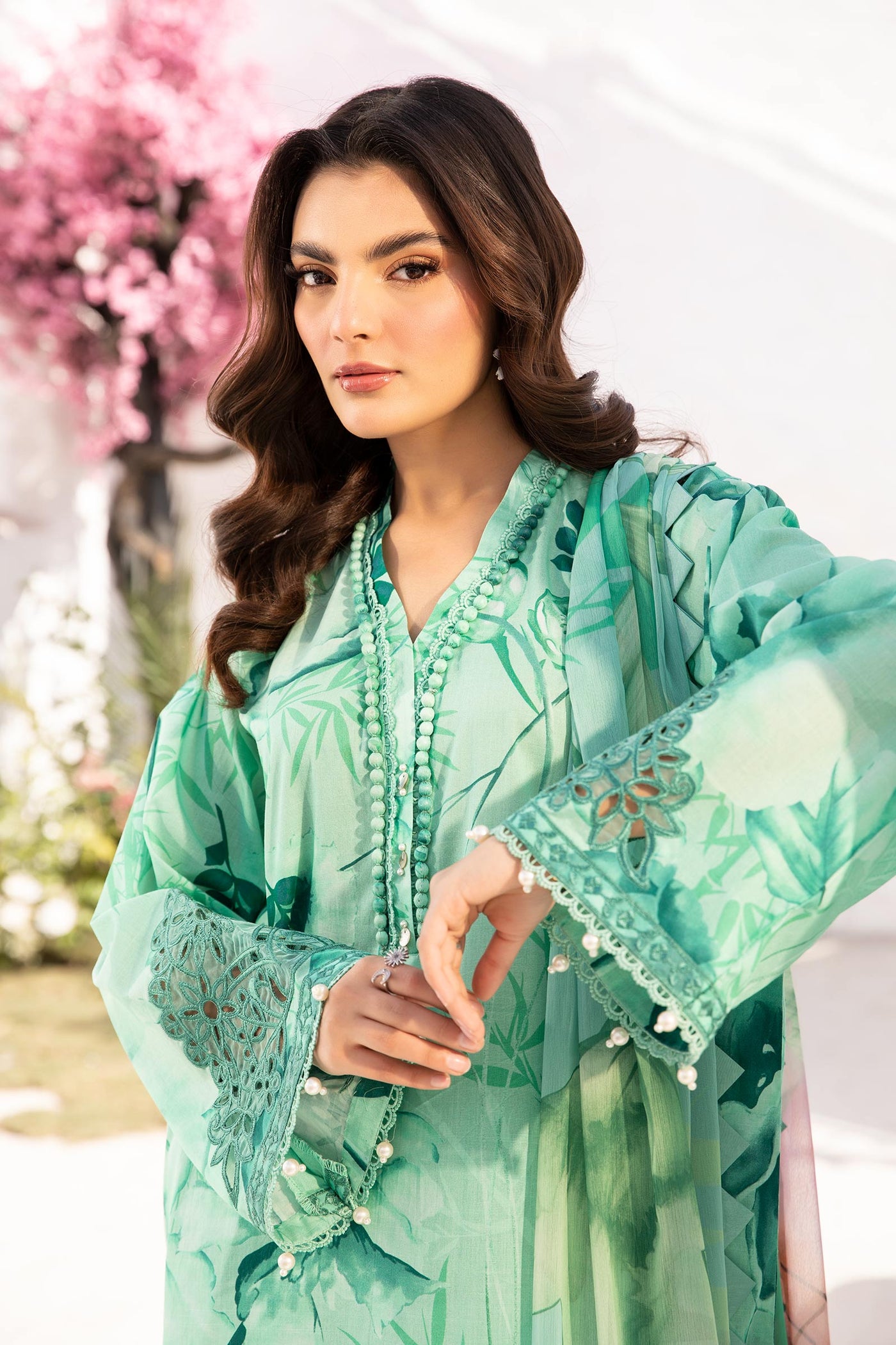 3 Pc Unstitched Embroidered Lawn Suit | MB-CUS25-713A