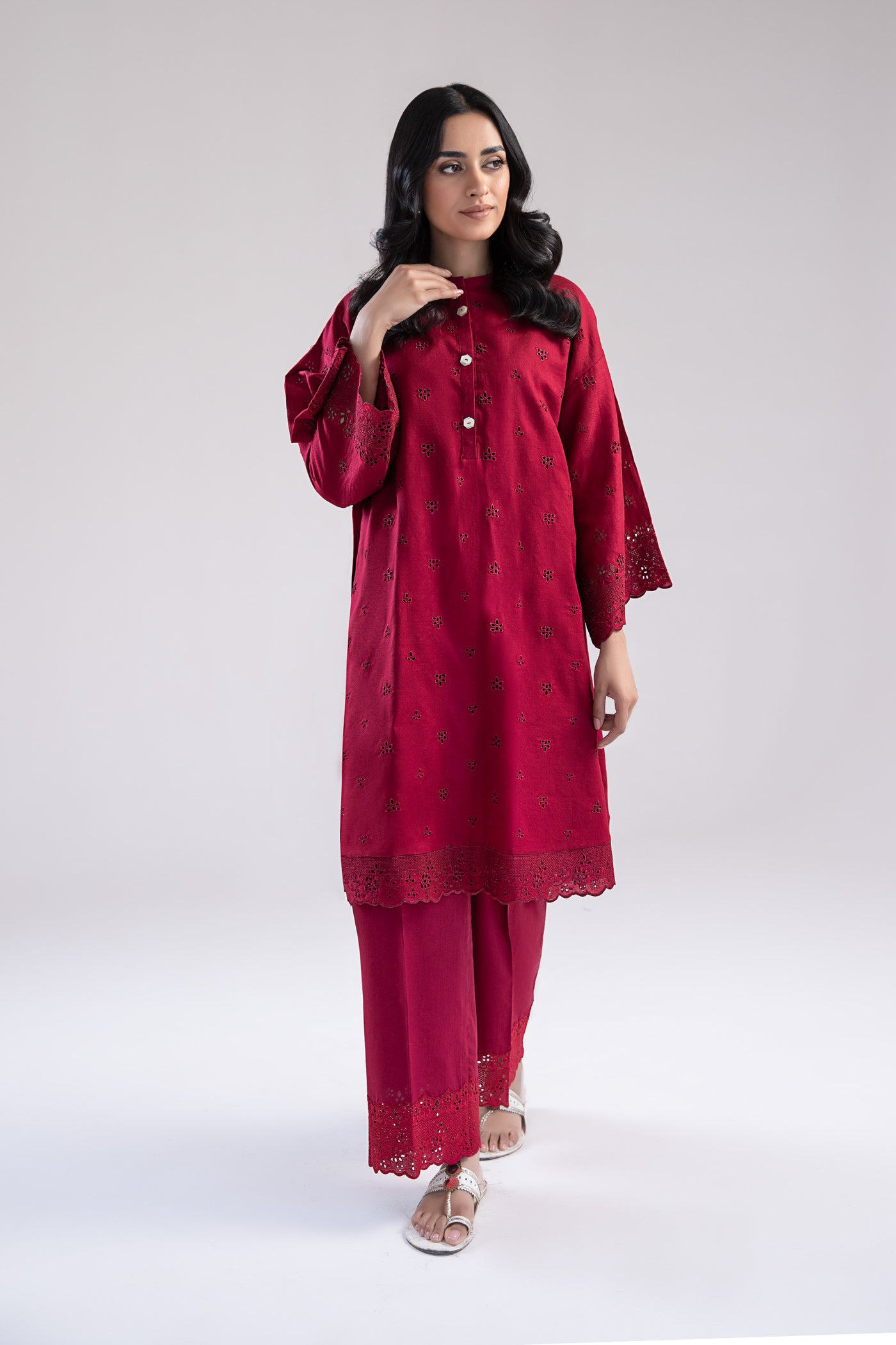 Embroidered Dobby Lawn Co-Ord Set | MB-EA24-37