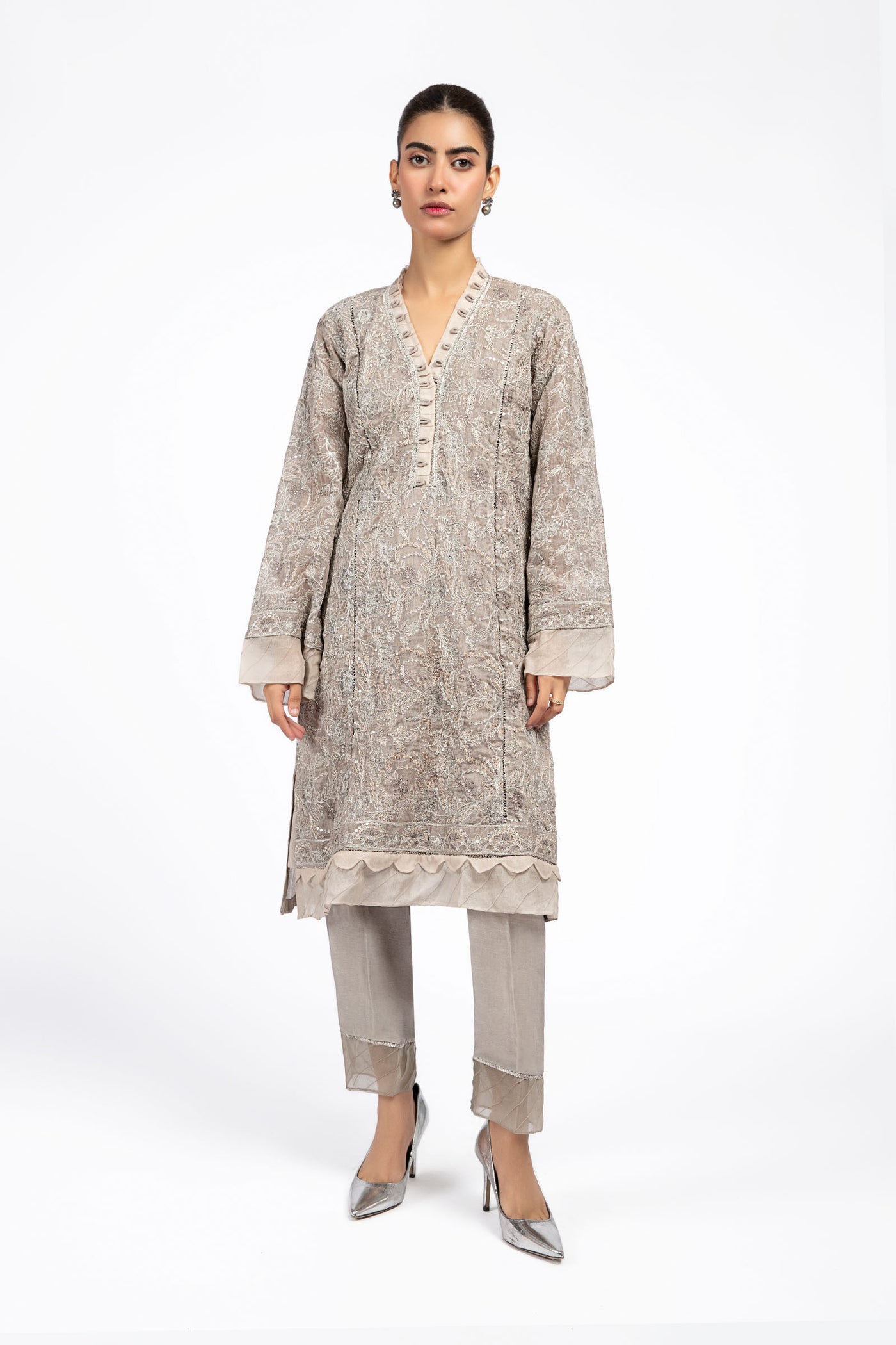 Embroidered Cotton Net Shirt | MB-F23-401