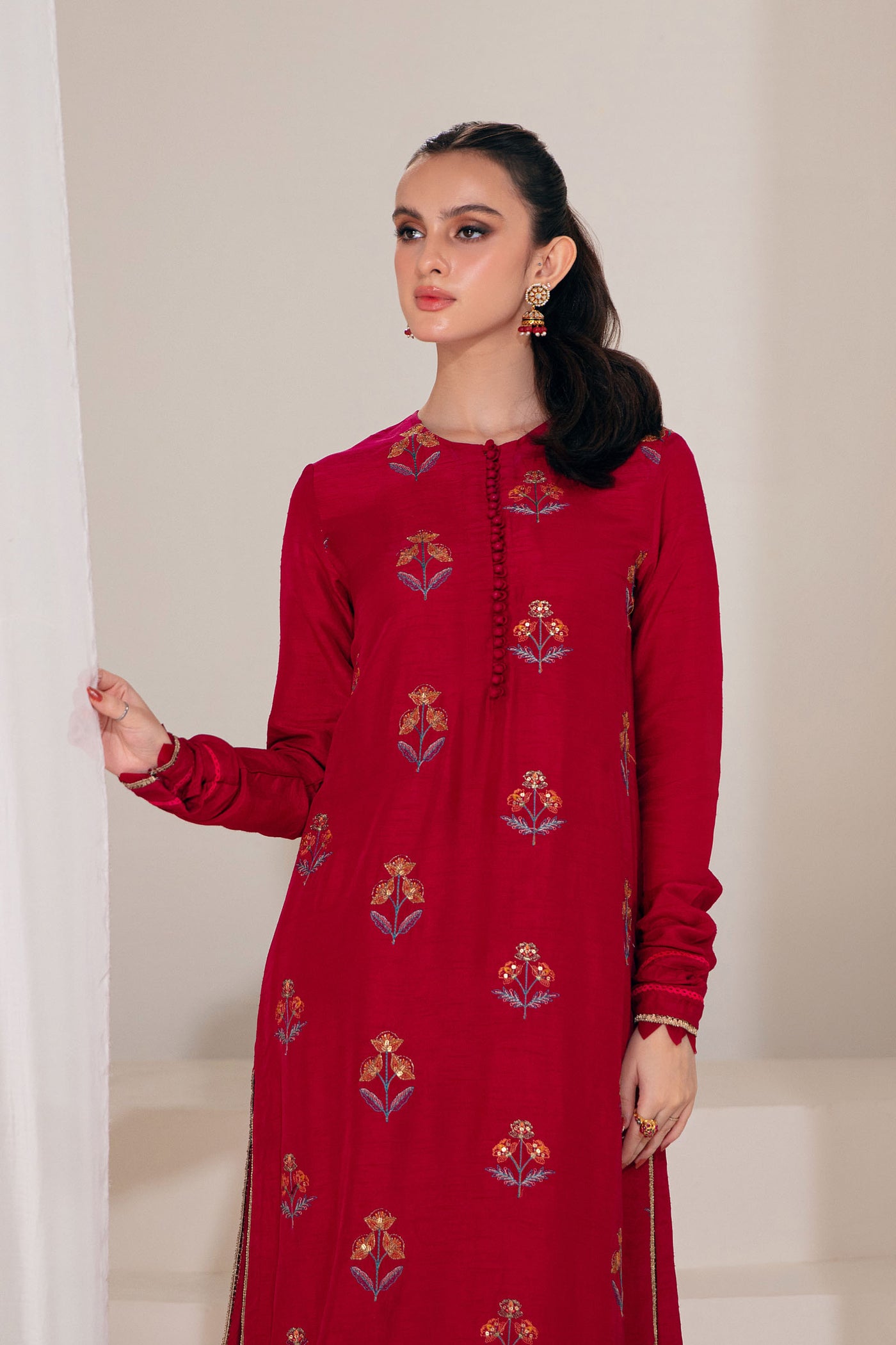 2 Pc Embroidered Raw Silk Suit | MB-F23-405