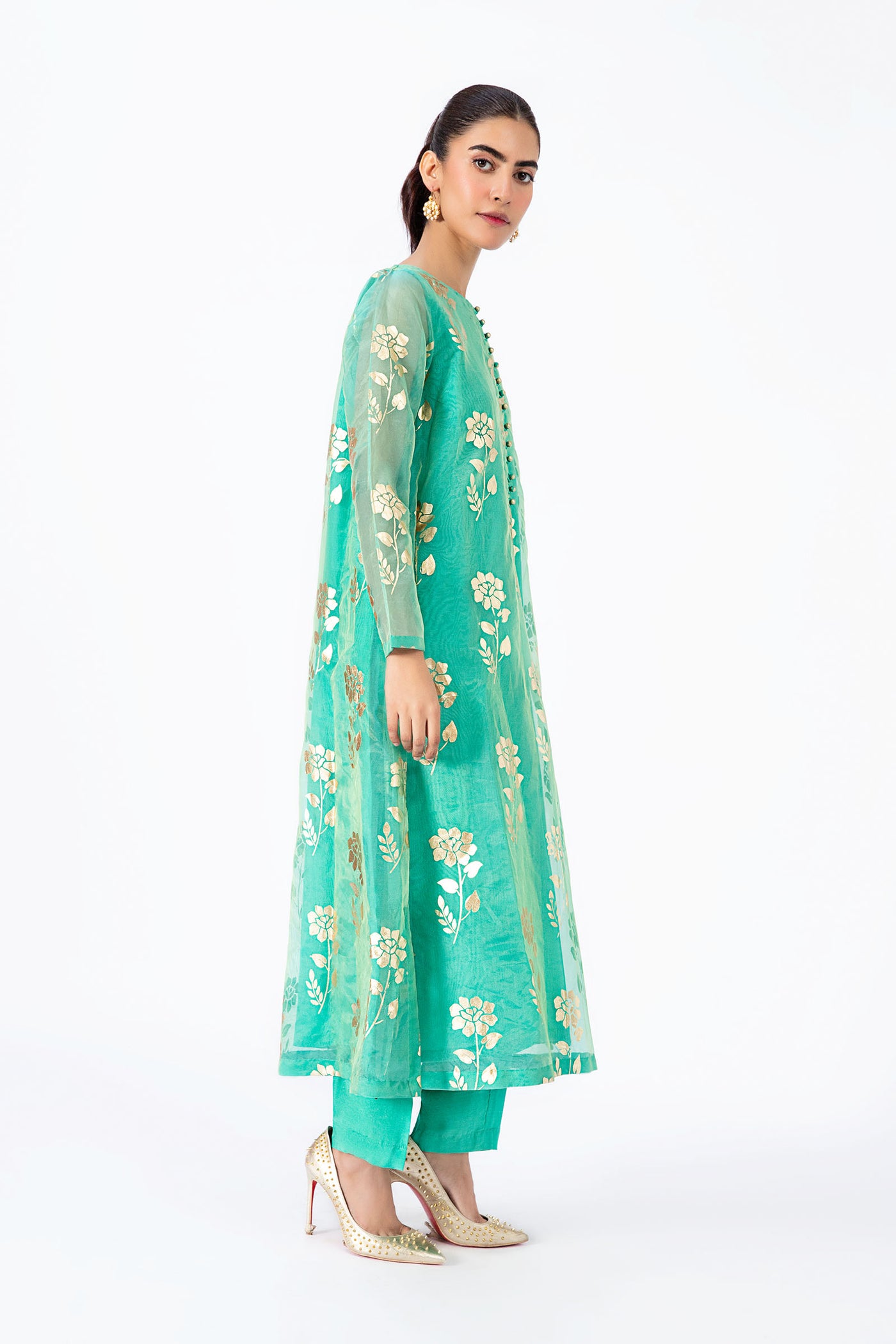 2 Pc Printed Organza Suit | MB-F23-409