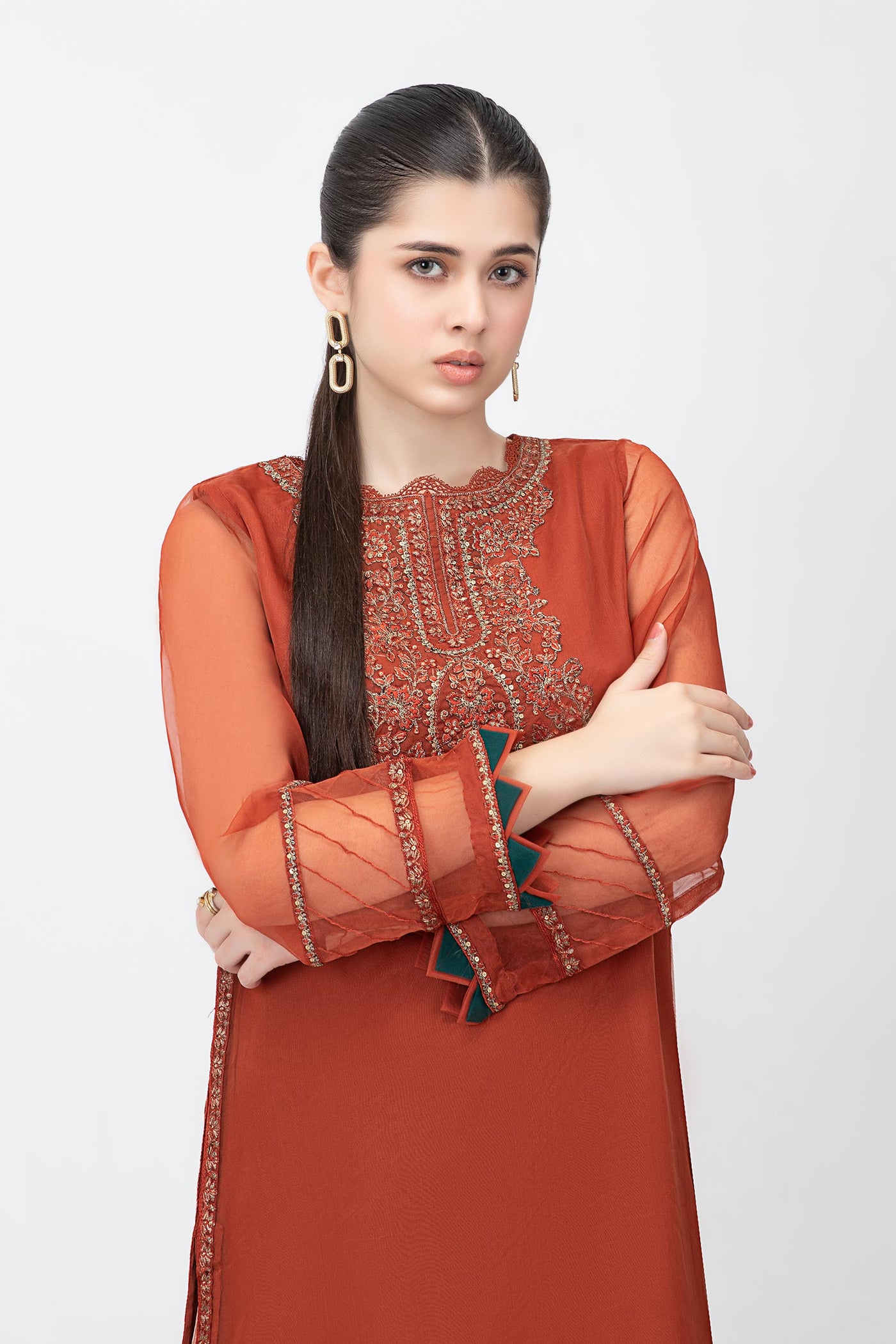 2 Pc Embroidered Raw Silk Suit | MB-F23-412