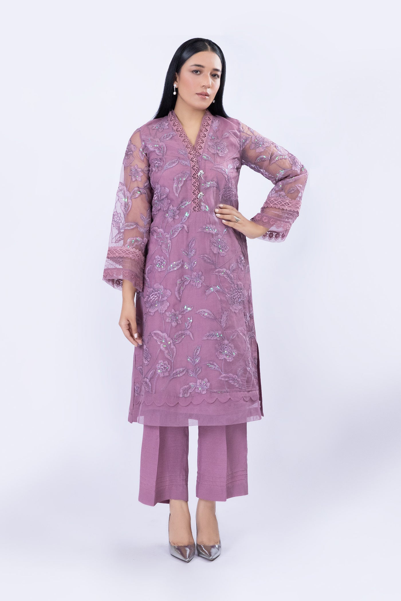 Embroidered Organza Shirt | MB-F23-413