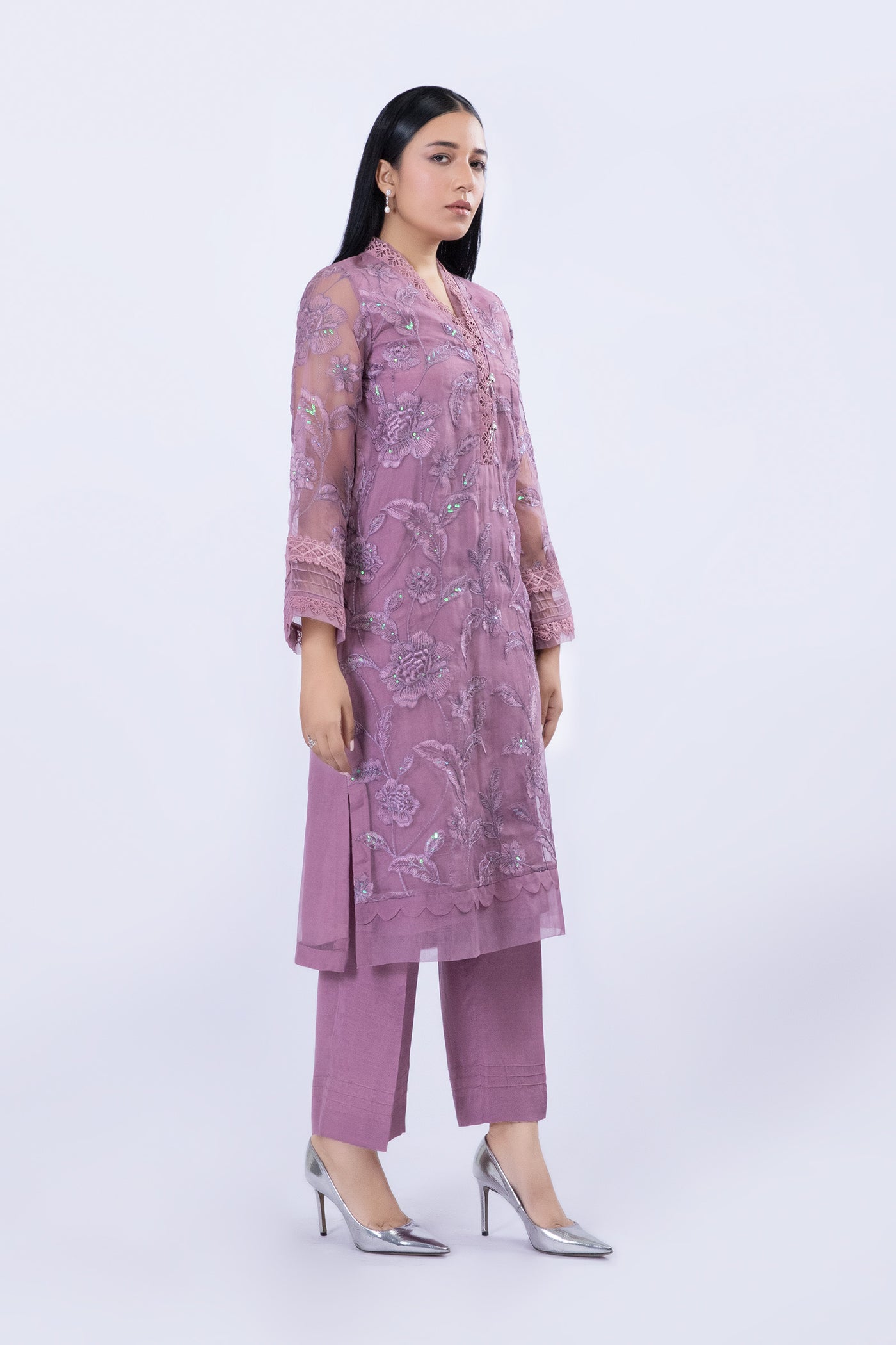 Embroidered Organza Shirt | MB-F23-413