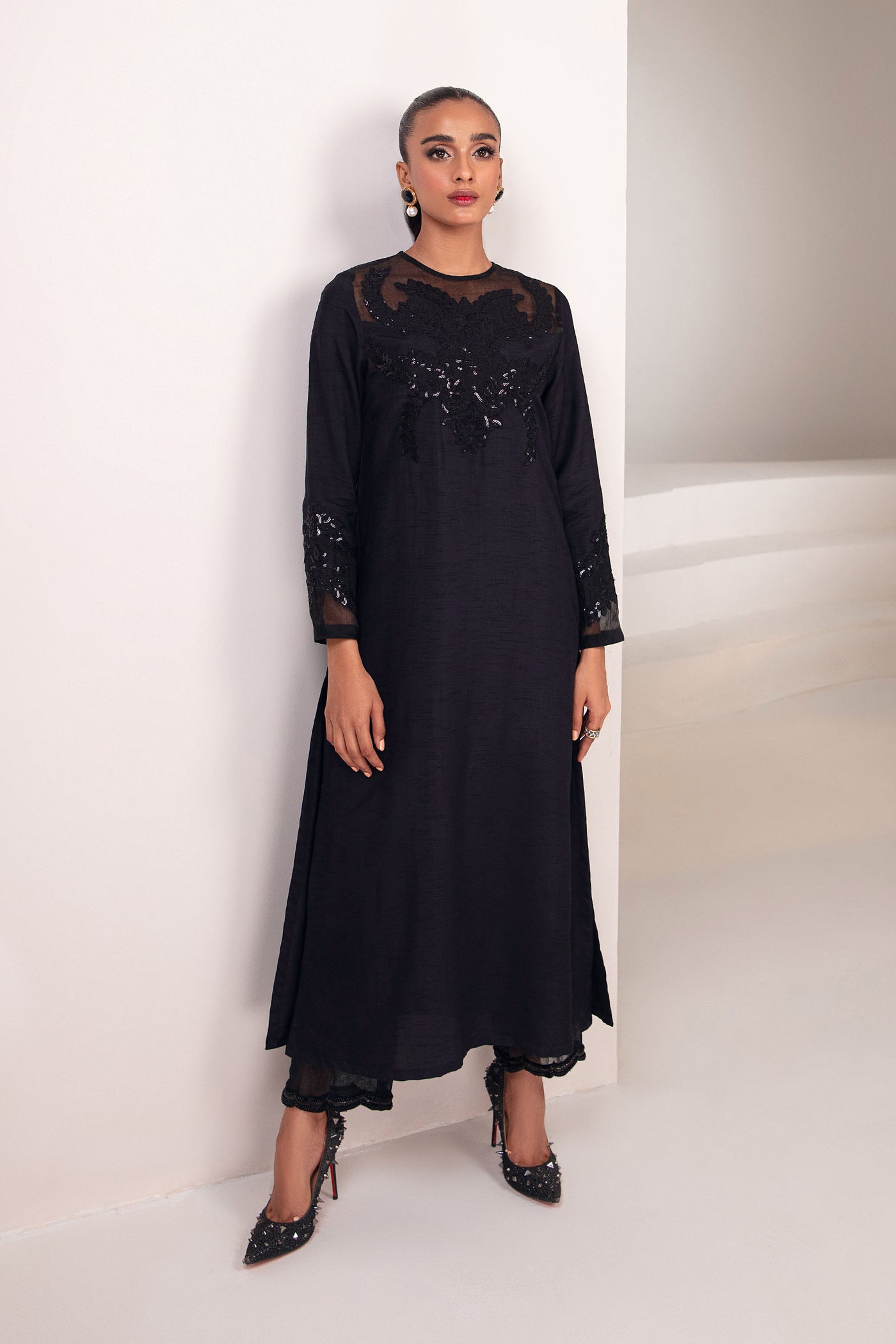 Embroidered Raw Silk Shirt | MB-F23-416