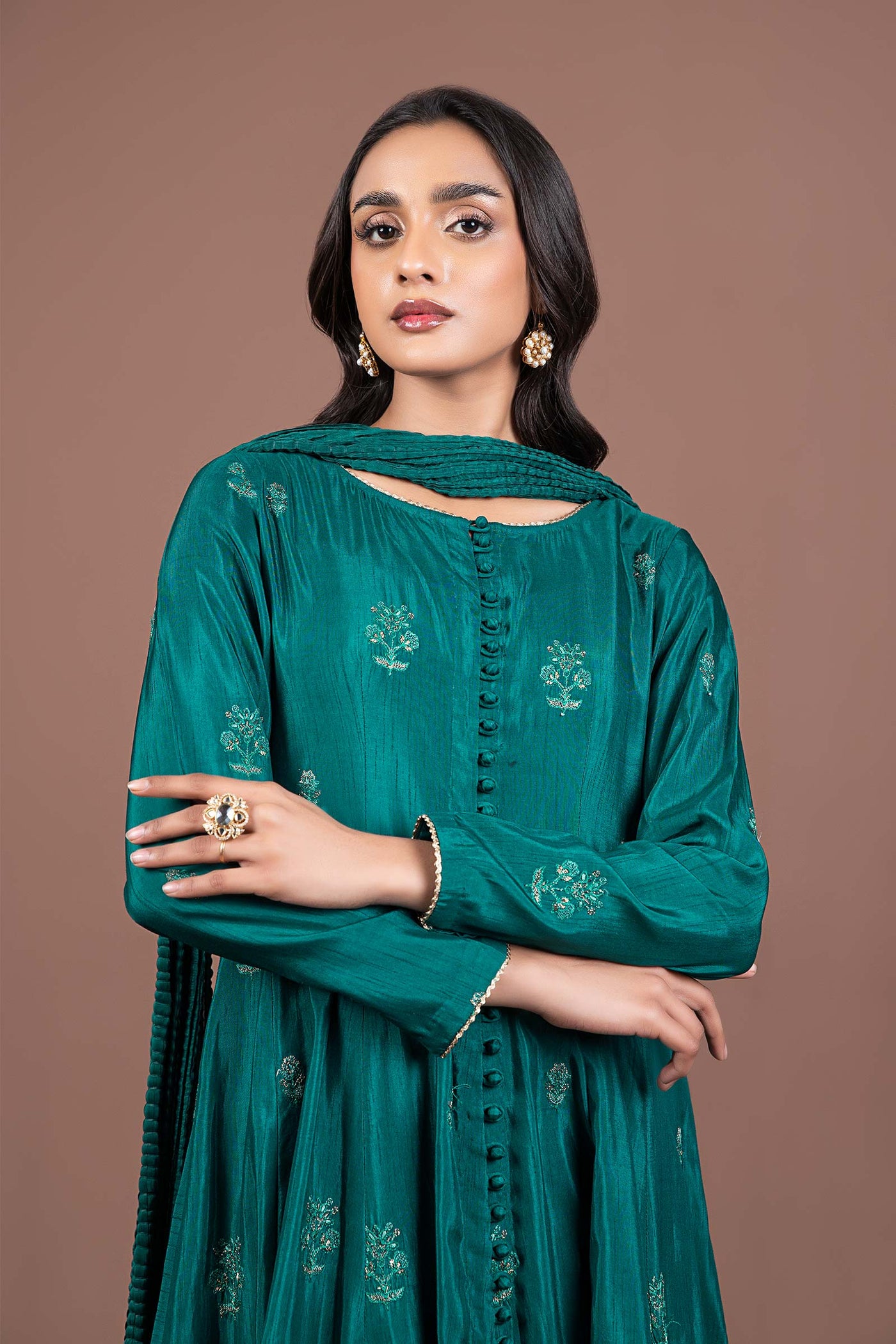 2 Pc Embroidered Raw Silk Suit | MB-F24-501