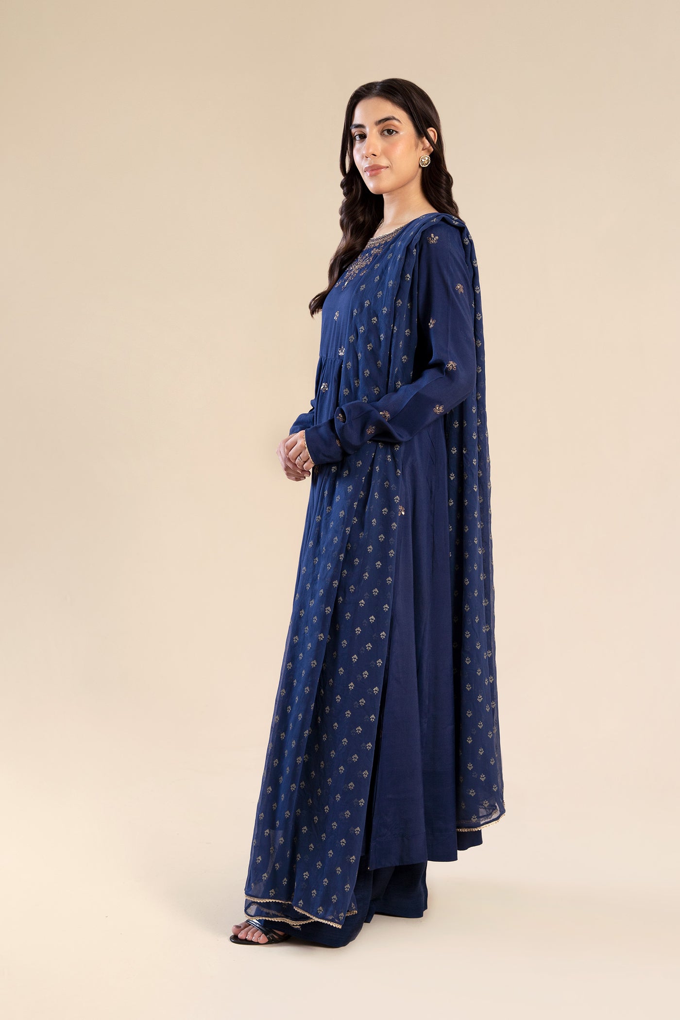 2 Piece Embroidered Raw Silk Suit | MB-F24-601