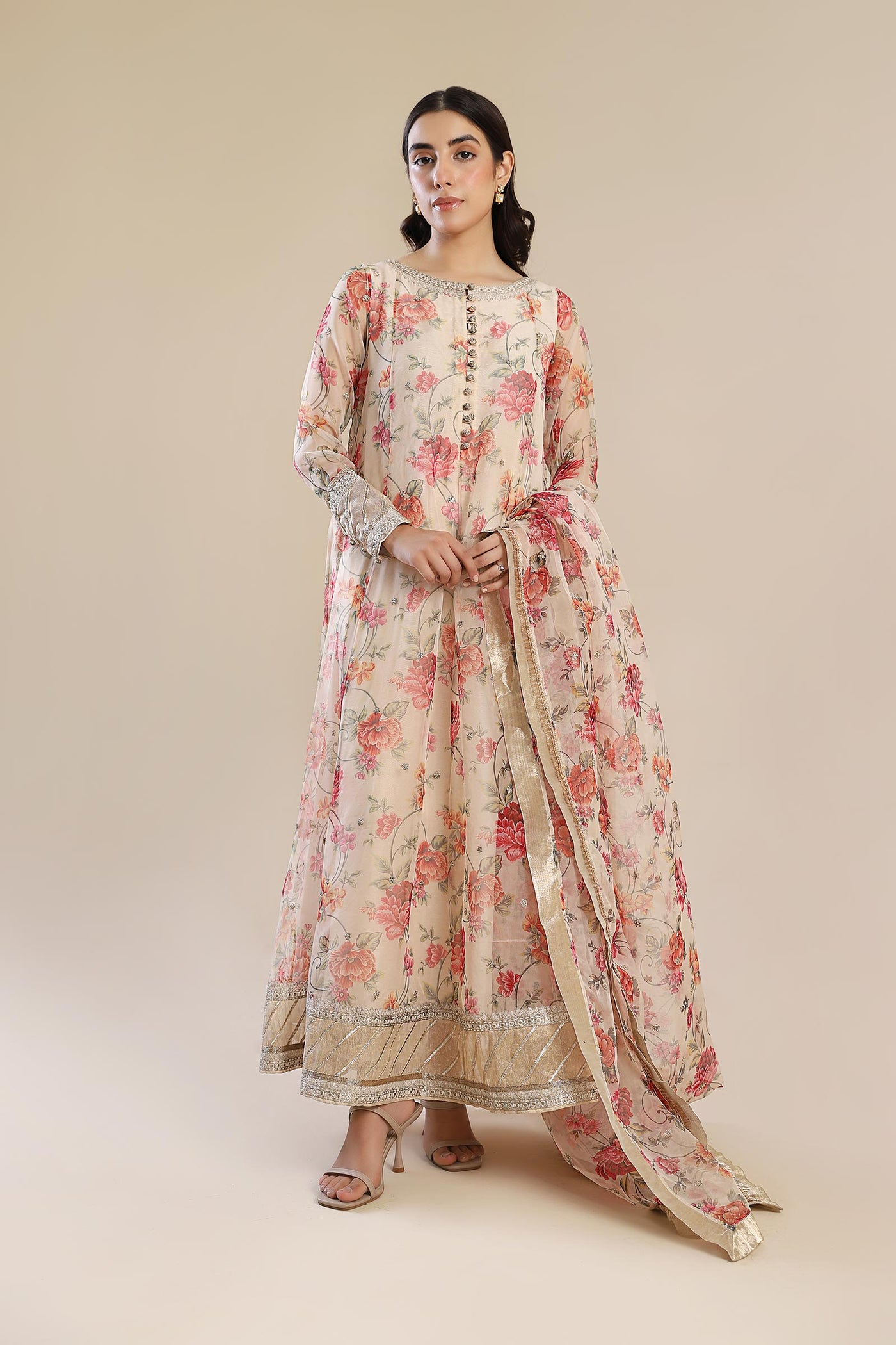 2 Pc Printed Organza Suit | MB-F24-614