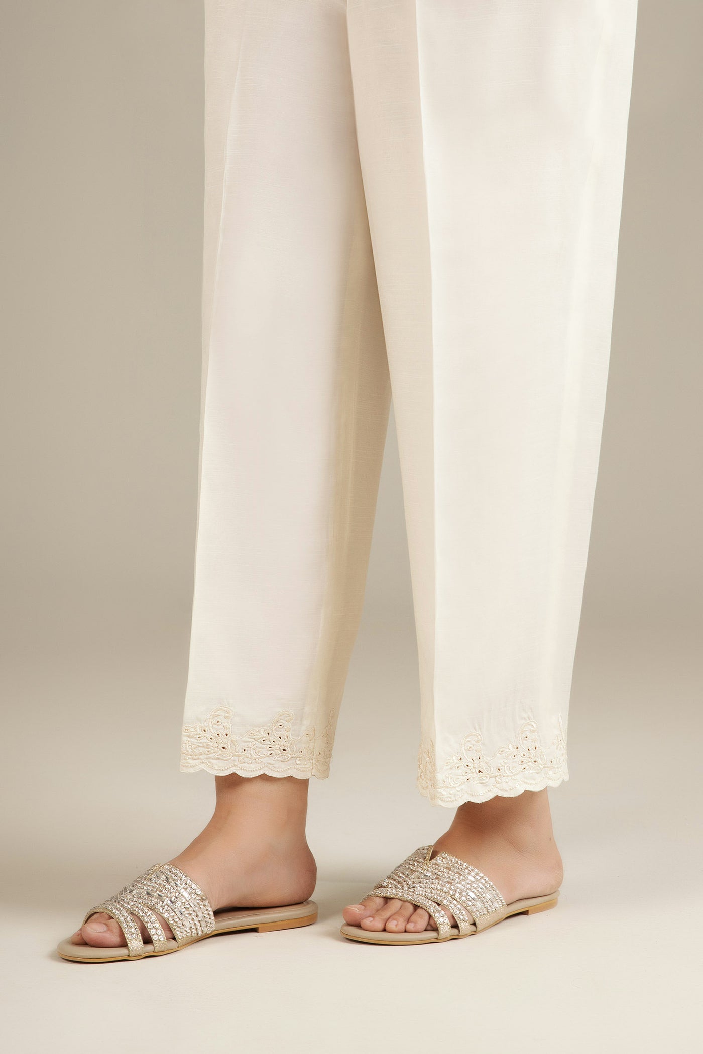 Embroidered Raw Silk Trouser | MB-FS25-02