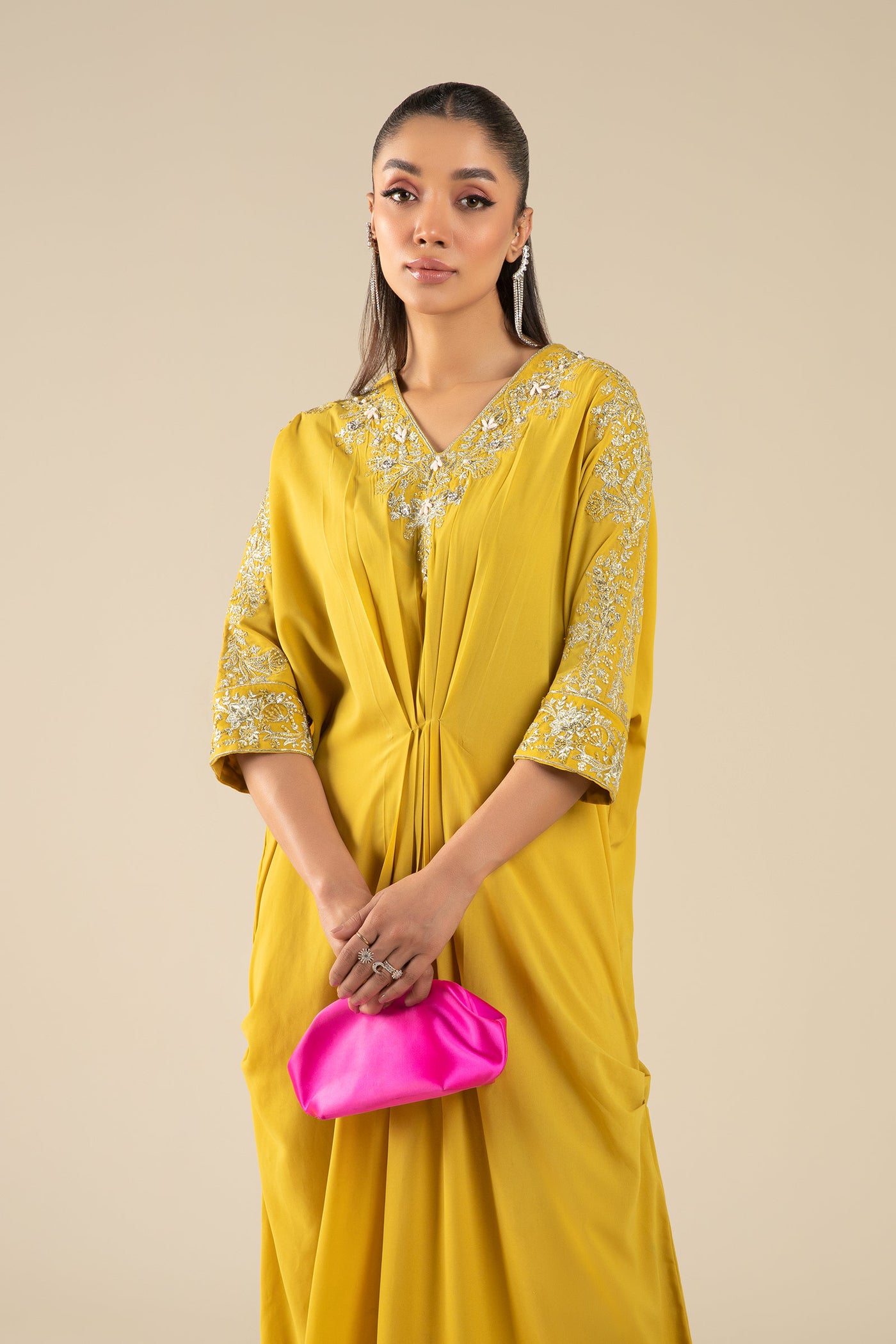 Embroidered Crepe Kaftan | MB-FS25-12