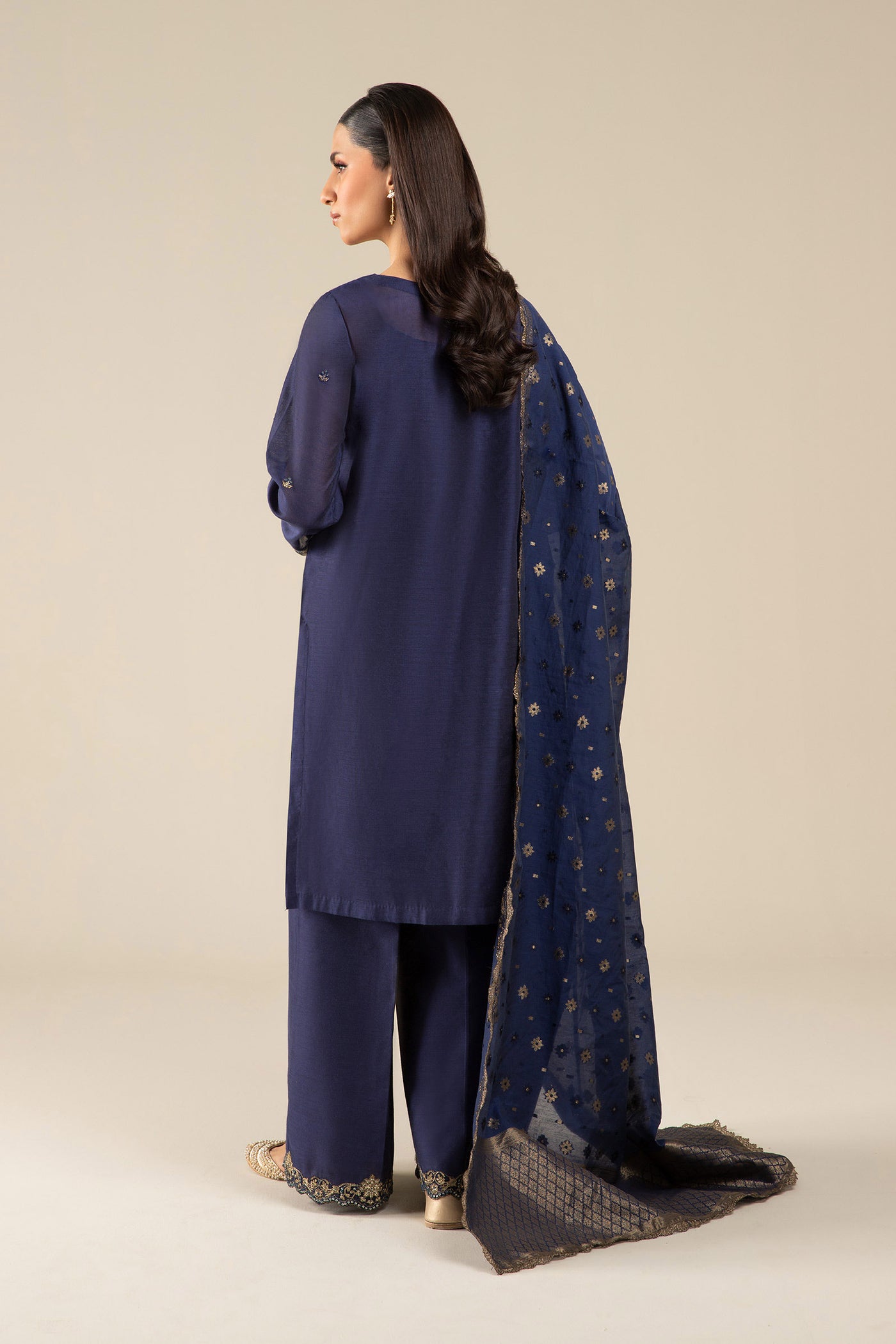 3 Pc Embroidered Two Tone Silk Suit | MB-FS25-30